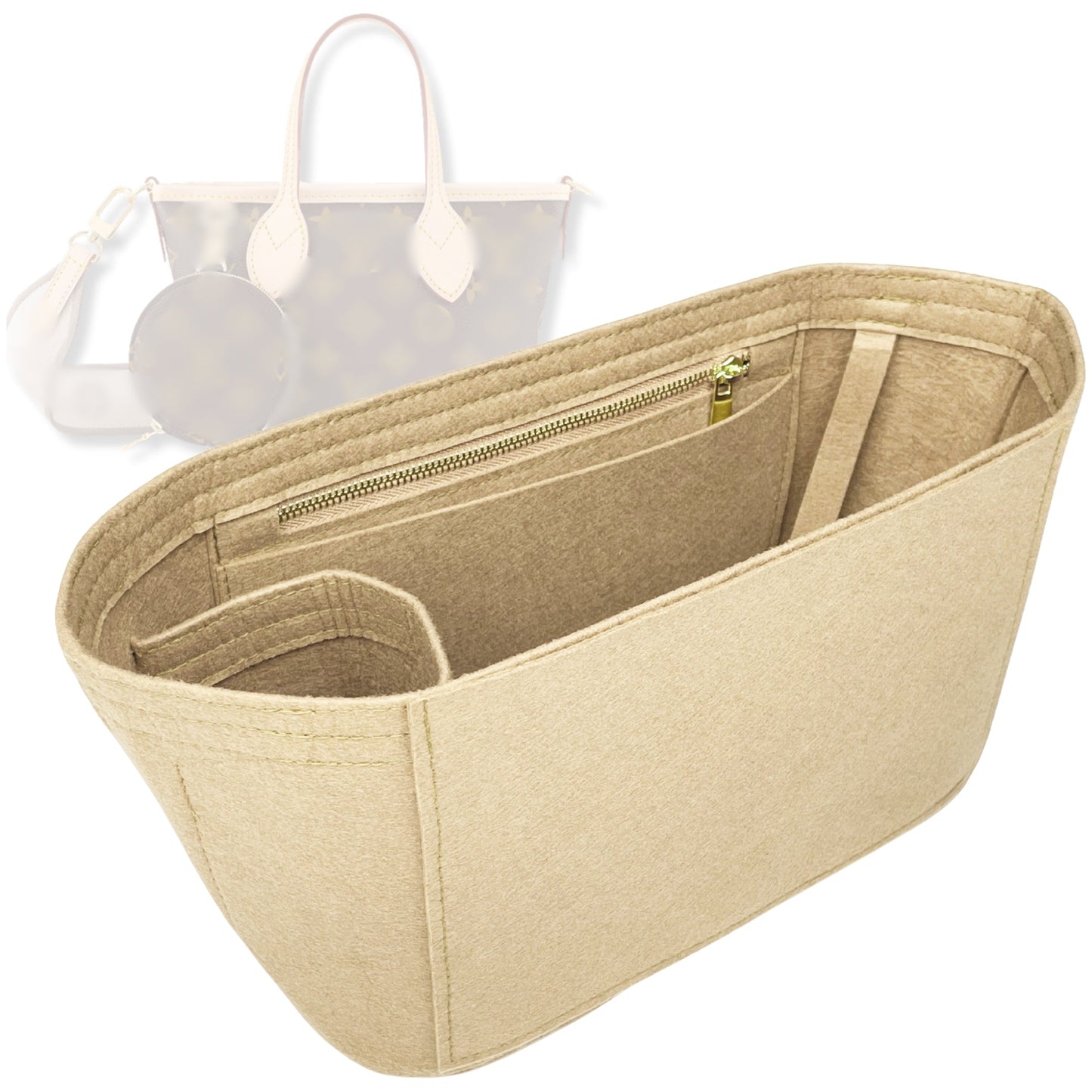 Bag Insert for (LV, Neverfull BB) Organizer Tote Purse Organiser Liner Shaper [Premium Felt Material]