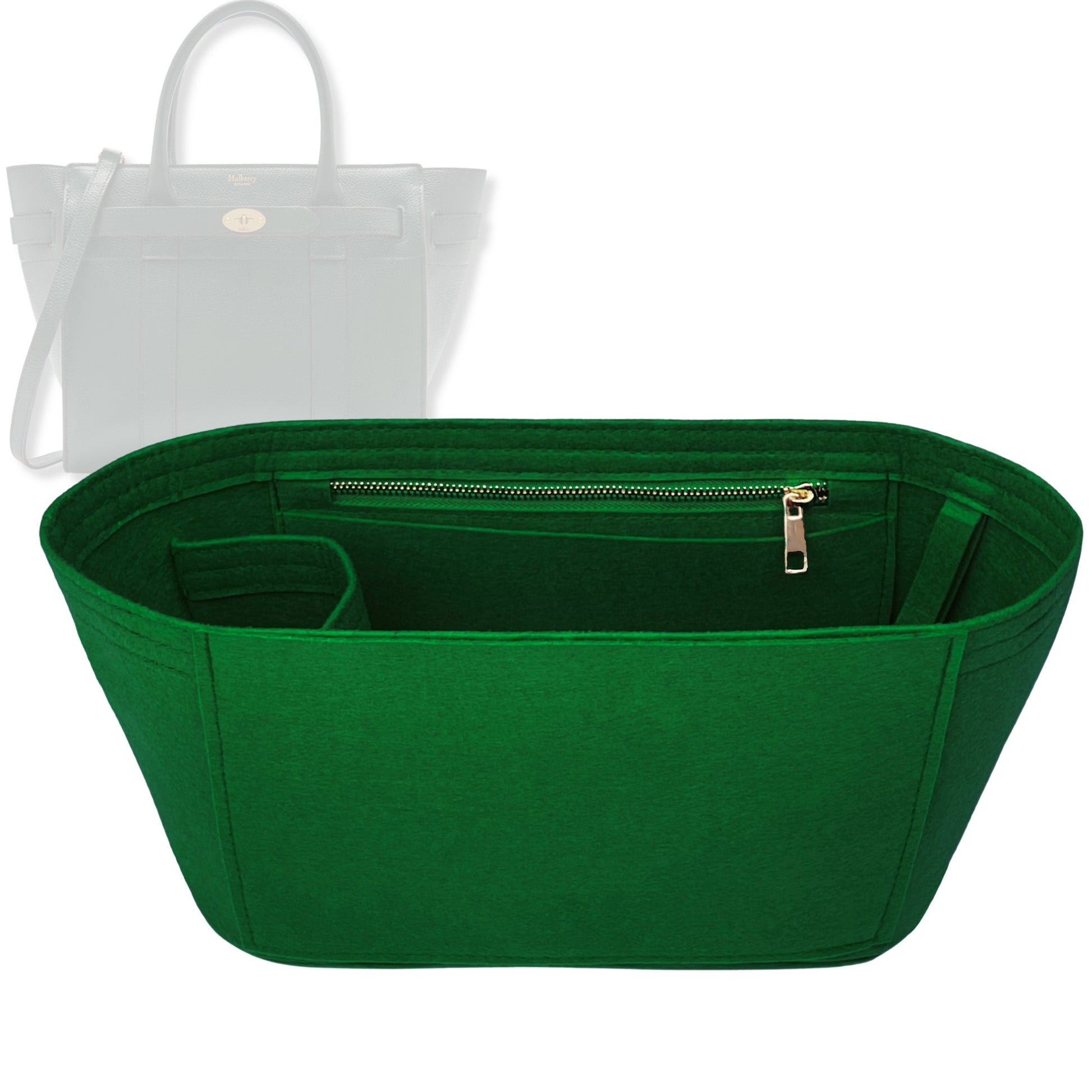 Bag Insert for (Mulberry, Mini Zipped Bayswater) Organizer Tote Purse Organiser Liner Shaper [Premium Felt Material]