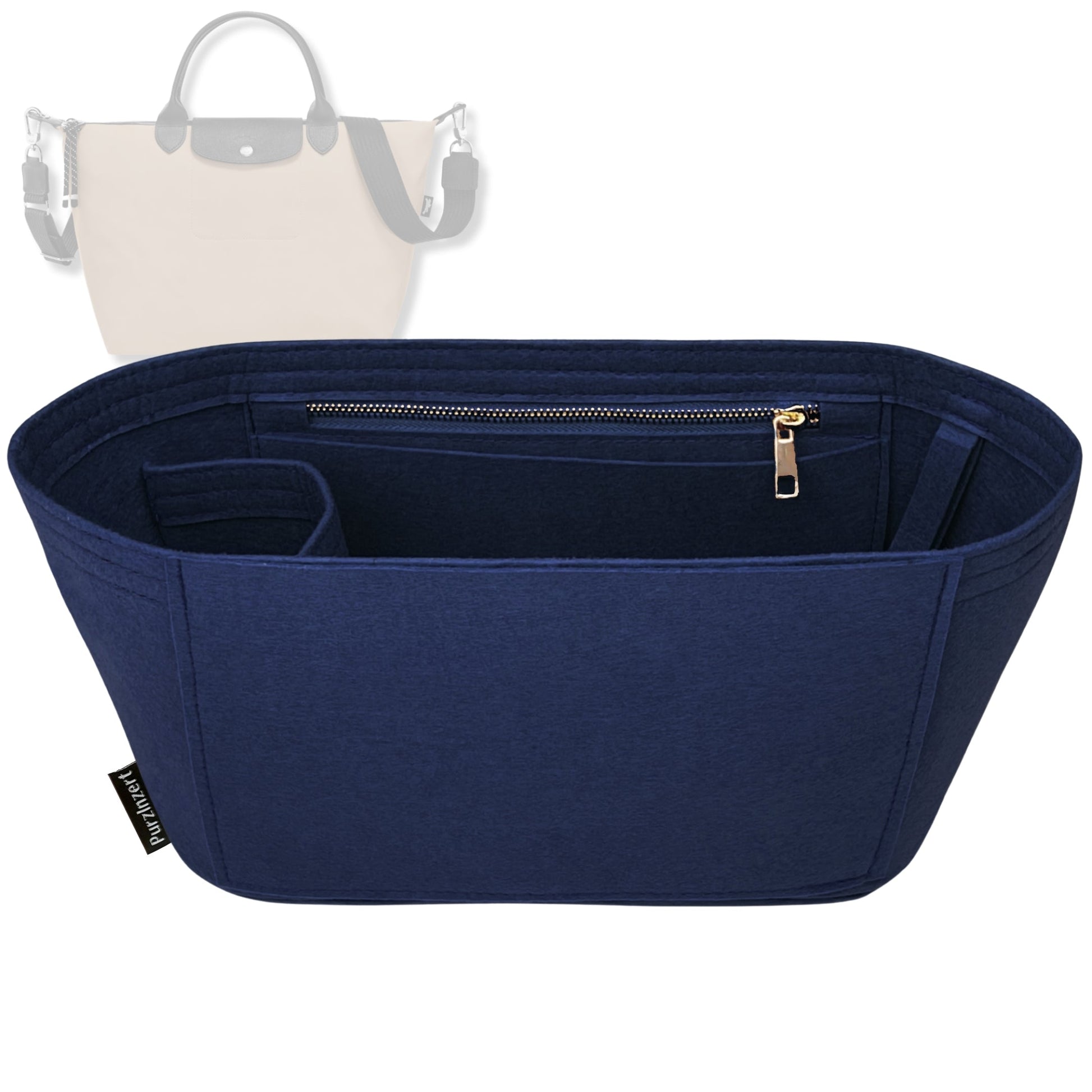 Bag Insert for (Longchamp, Le Pliage Cuir Top Handle Small) Organizer Tote Purse Organiser Liner Shaper [Premium Felt Material]