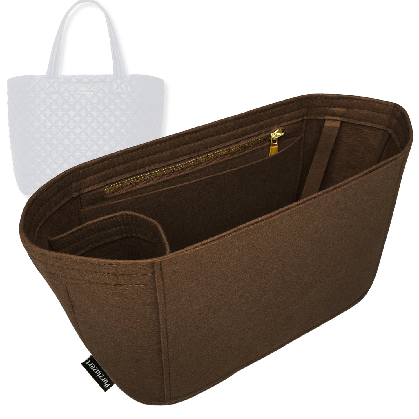 Bag Insert for (MZ Wallace, Large Metro Tote) Organizer Tote Purse Organiser Liner Shaper [Premium Felt Material]