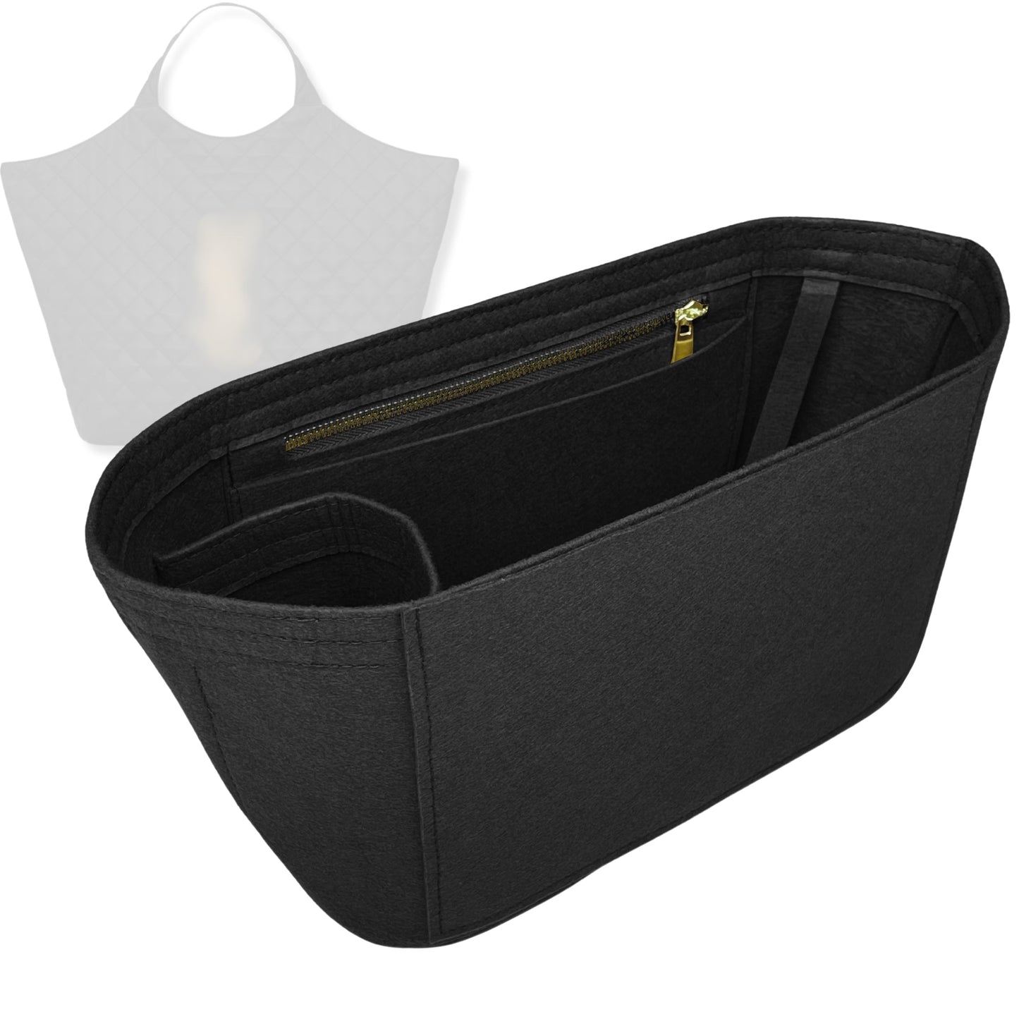 Bag Insert for (Saint Laurent (YSL), ICARE maxi shopping bag in quilted lambskin) Organizer Tote Purse Organiser Liner Shaper [Premium Felt Material]