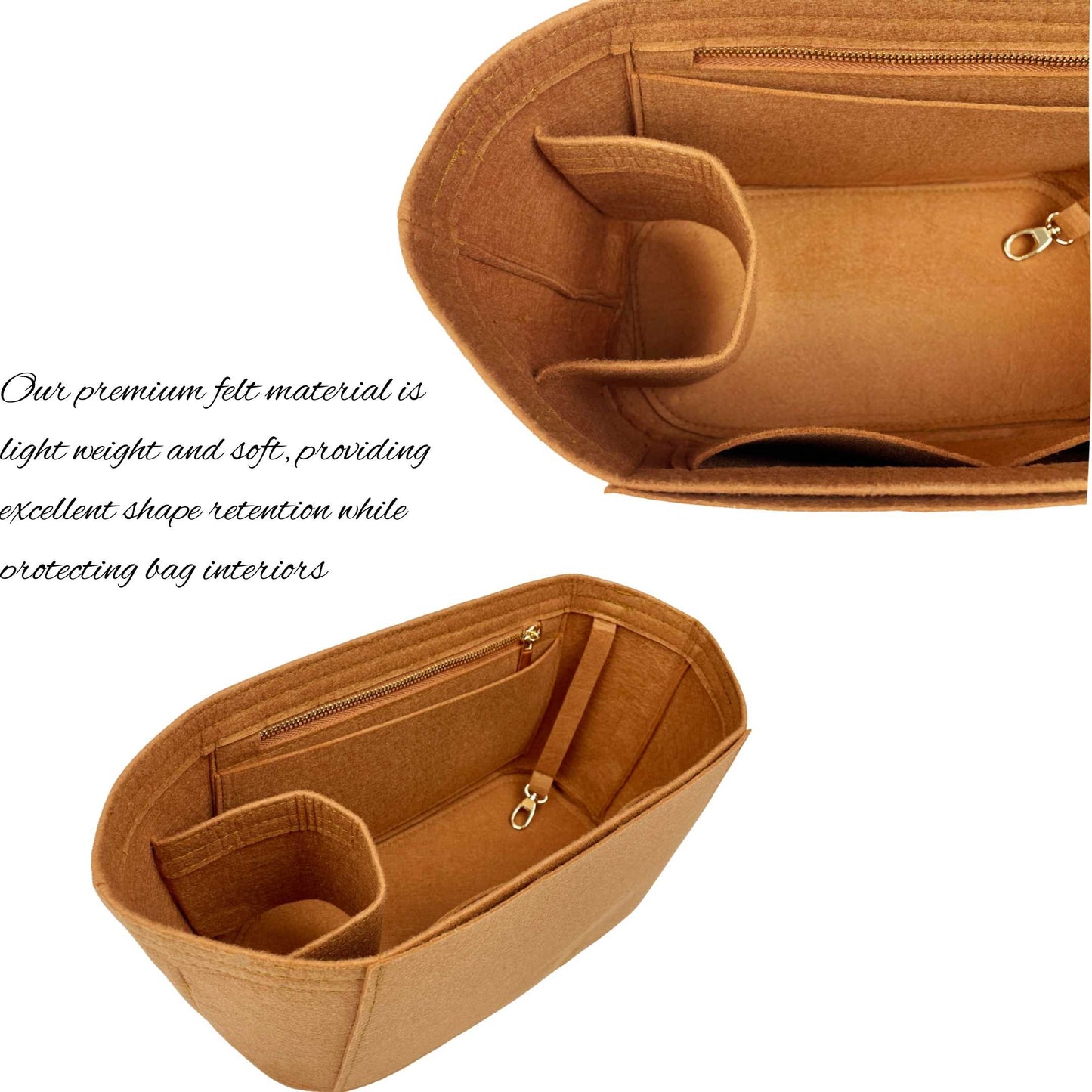 Bag Insert for (Mulberry, Micro Zipped Bayswater) Organizer of Felt Fabric