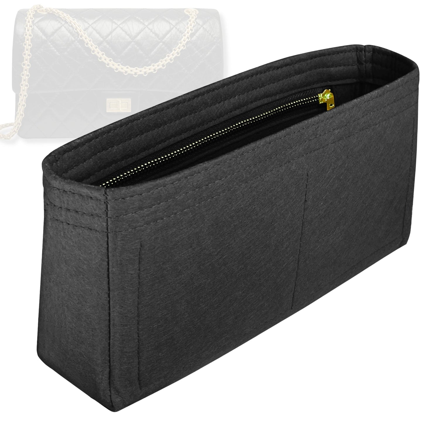Bag Insert for (Chanel, 2.55 Handbag Large 28cm) Organizer Tote Purse Organiser Liner Shaper [Premium Felt Material]