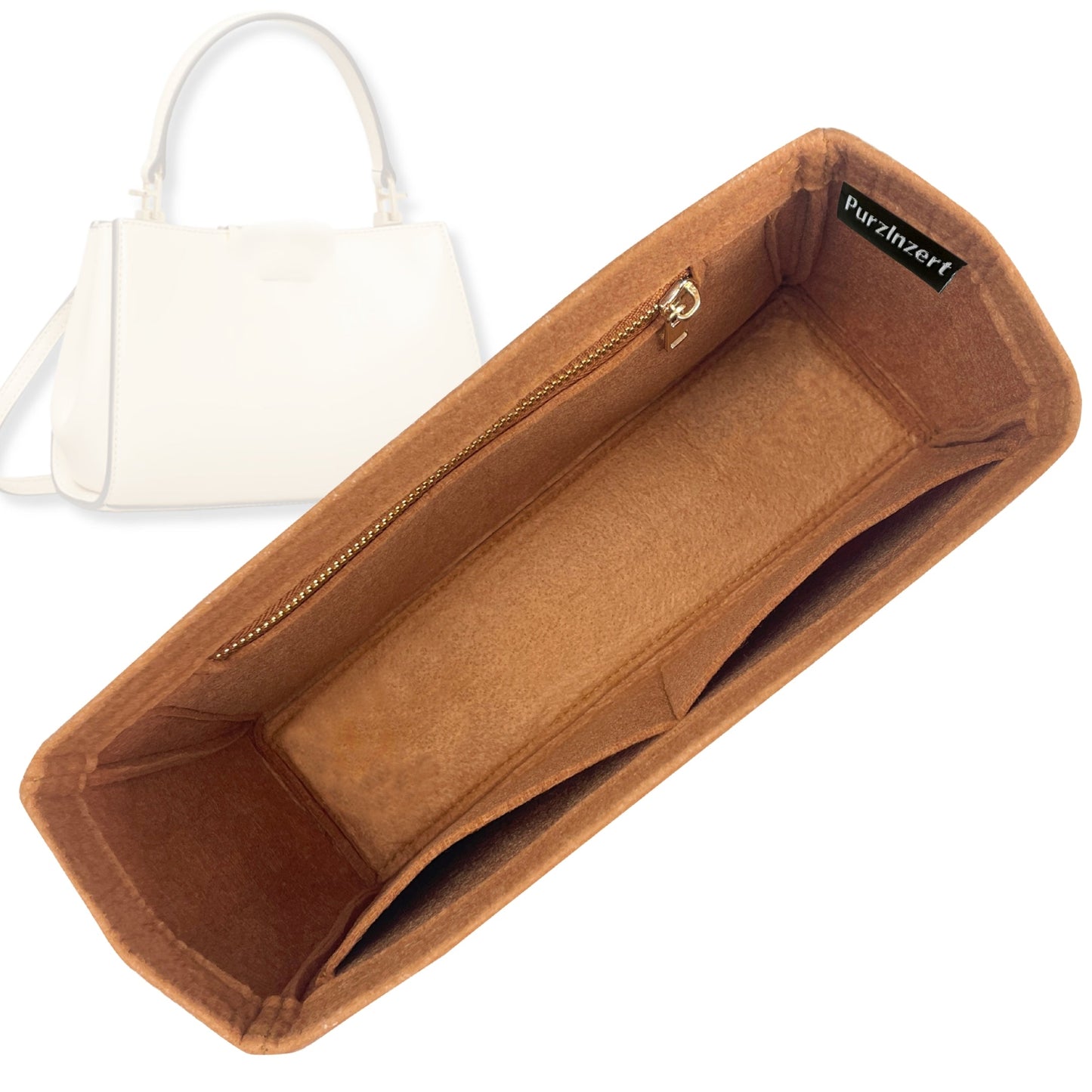 Bag Insert for (Tory Burch, Eleanor Satchel 32W 21H) Organizer Tote Purse Organiser Liner Shaper [Premium Felt Material]
