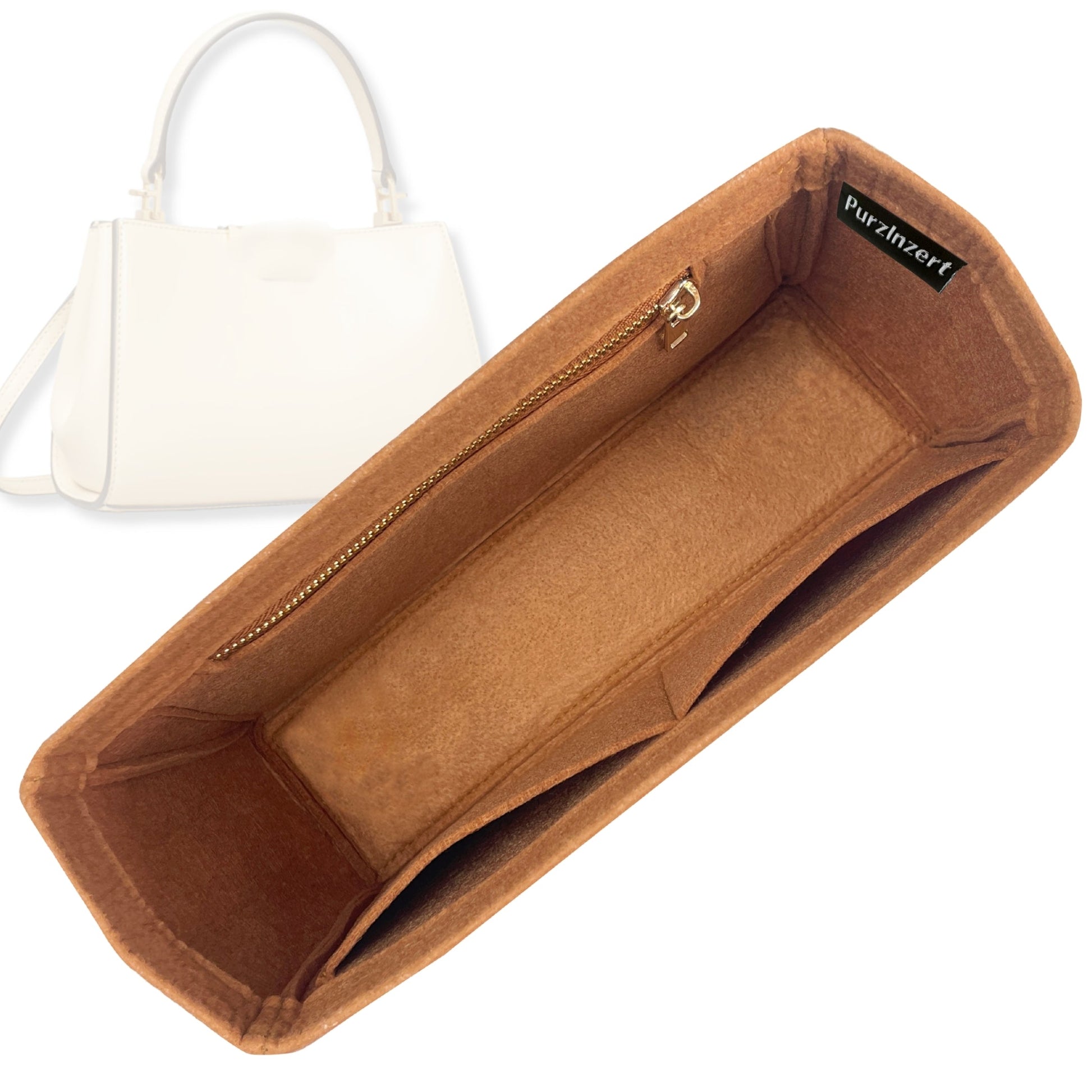 Bag Insert for (Tory Burch, Eleanor Satchel 32W 21H) Organizer Tote Purse Organiser Liner Shaper [Premium Felt Material]