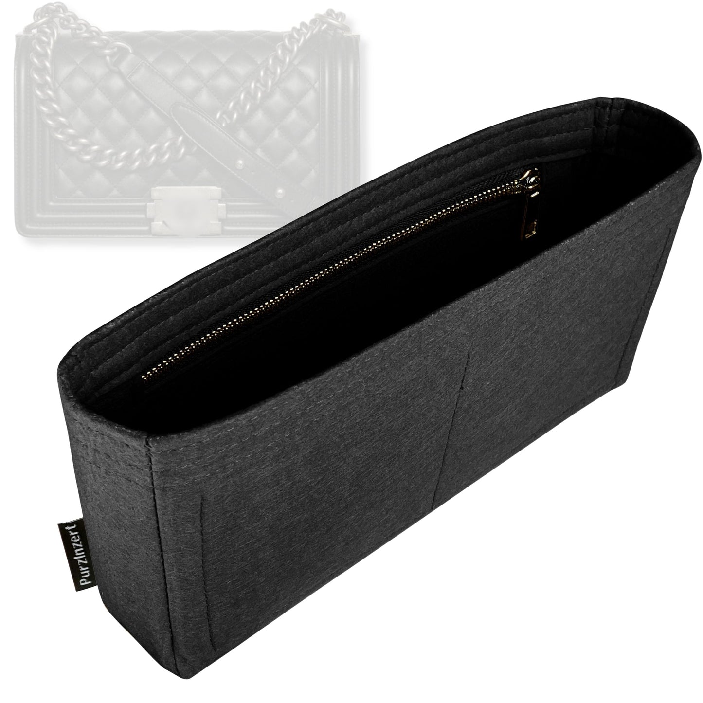 Bag Insert for (Chanel, Boy Chanel Handbag 25W 15H) Organizer Tote Purse Organiser Liner Shaper [Premium Felt Material]