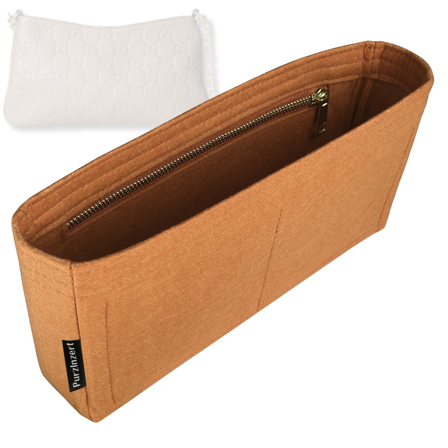 Bag Insert for (Gucci, GG Emblem medium shoulder bag, 11.6W x 6.3H x 0.8D) Organizer Tote Purse Organiser Liner Shaper [Premium Felt Material]