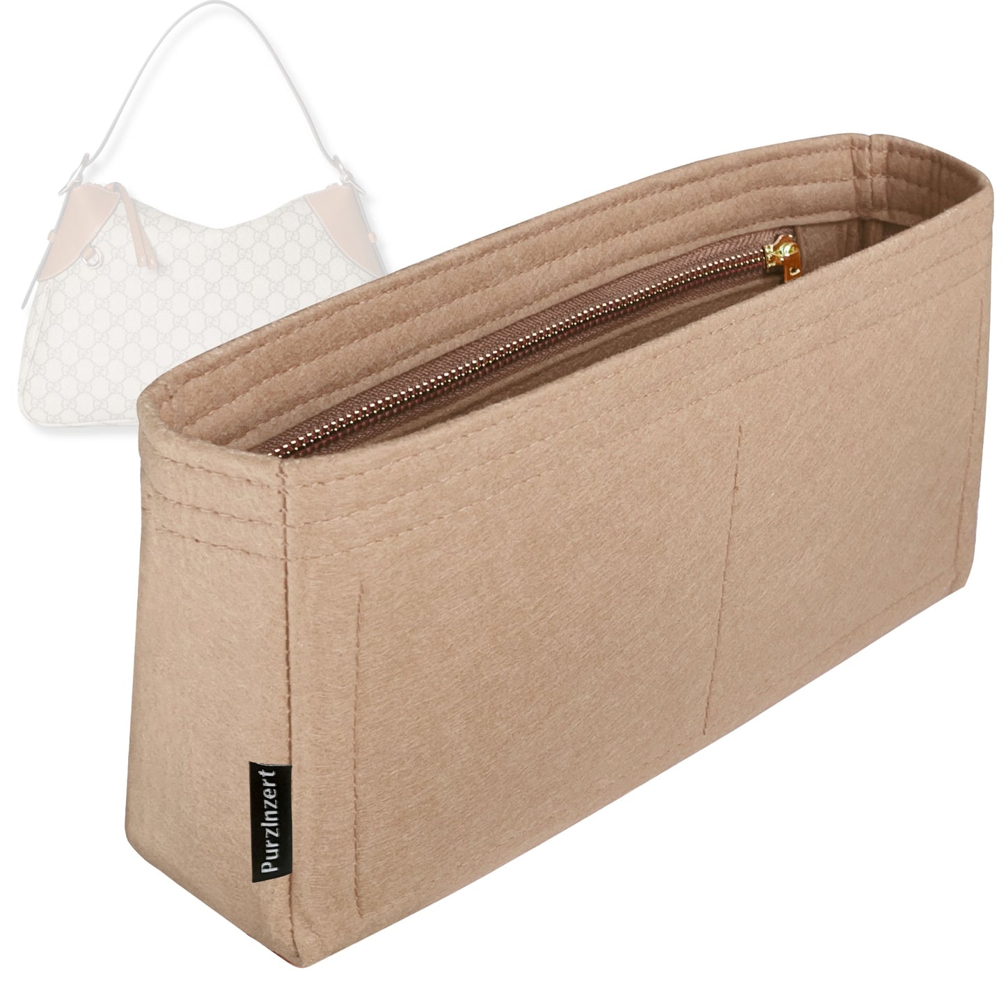 Bag Insert for (Gucci, GG Emblem large shoulder bag, 14.6W x 9.1H x 3.1D) Organizer Tote Purse Organiser Liner Shaper [Premium Felt Material]