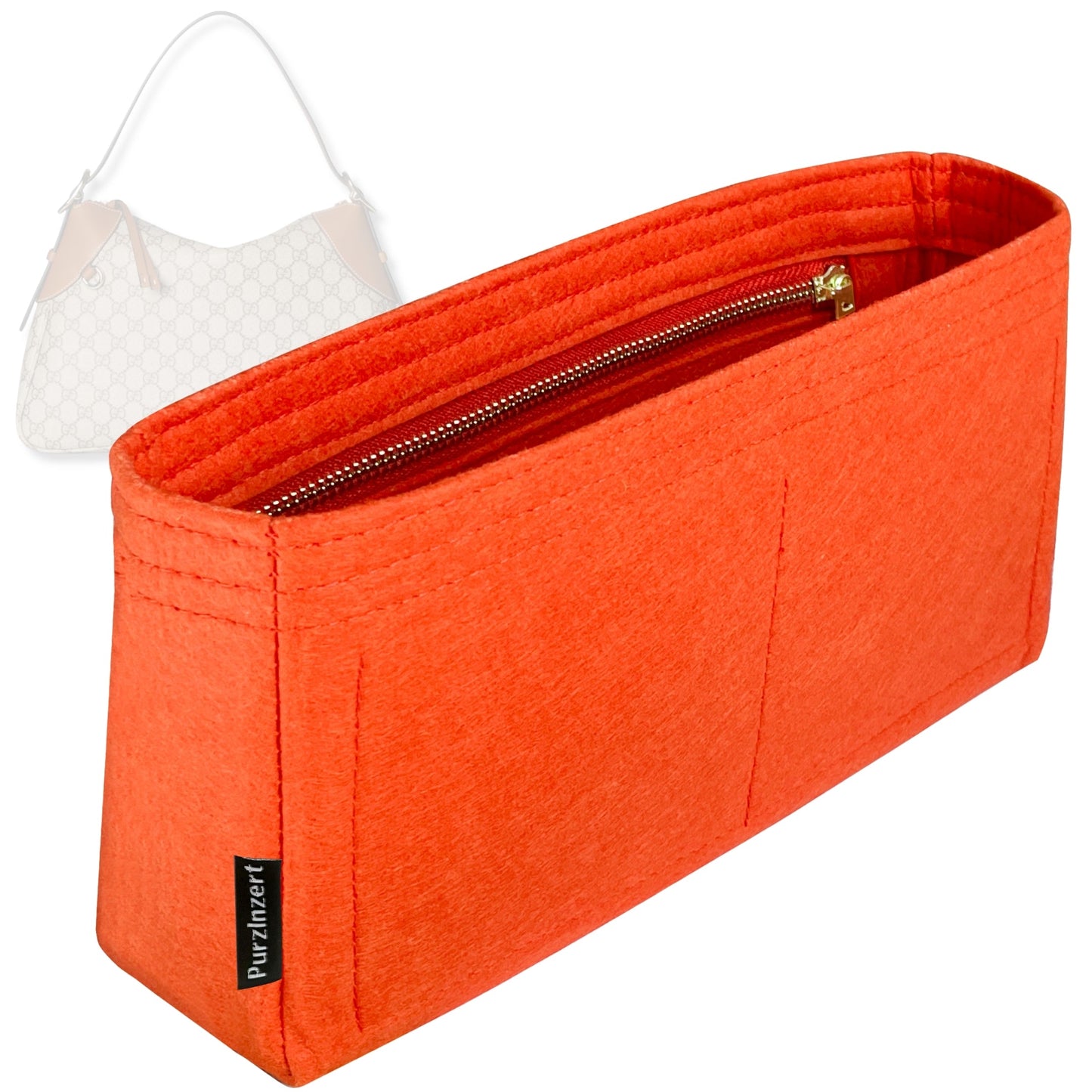 Bag Insert for (Gucci, GG Emblem medium shoulder bag, 12.4W x 8.3H x 3.1D) Organizer Tote Purse Organiser Liner Shaper [Premium Felt Material]