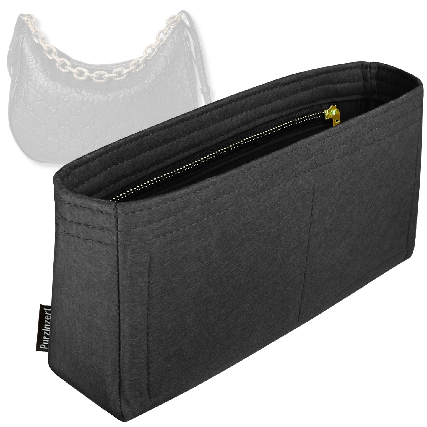 Bag Insert for (Gucci, GG Emblem Large shoulder bag, 12.6W x 9.4H x 2.8D) Organizer Tote Purse Organiser Liner Shaper [Premium Felt Material]