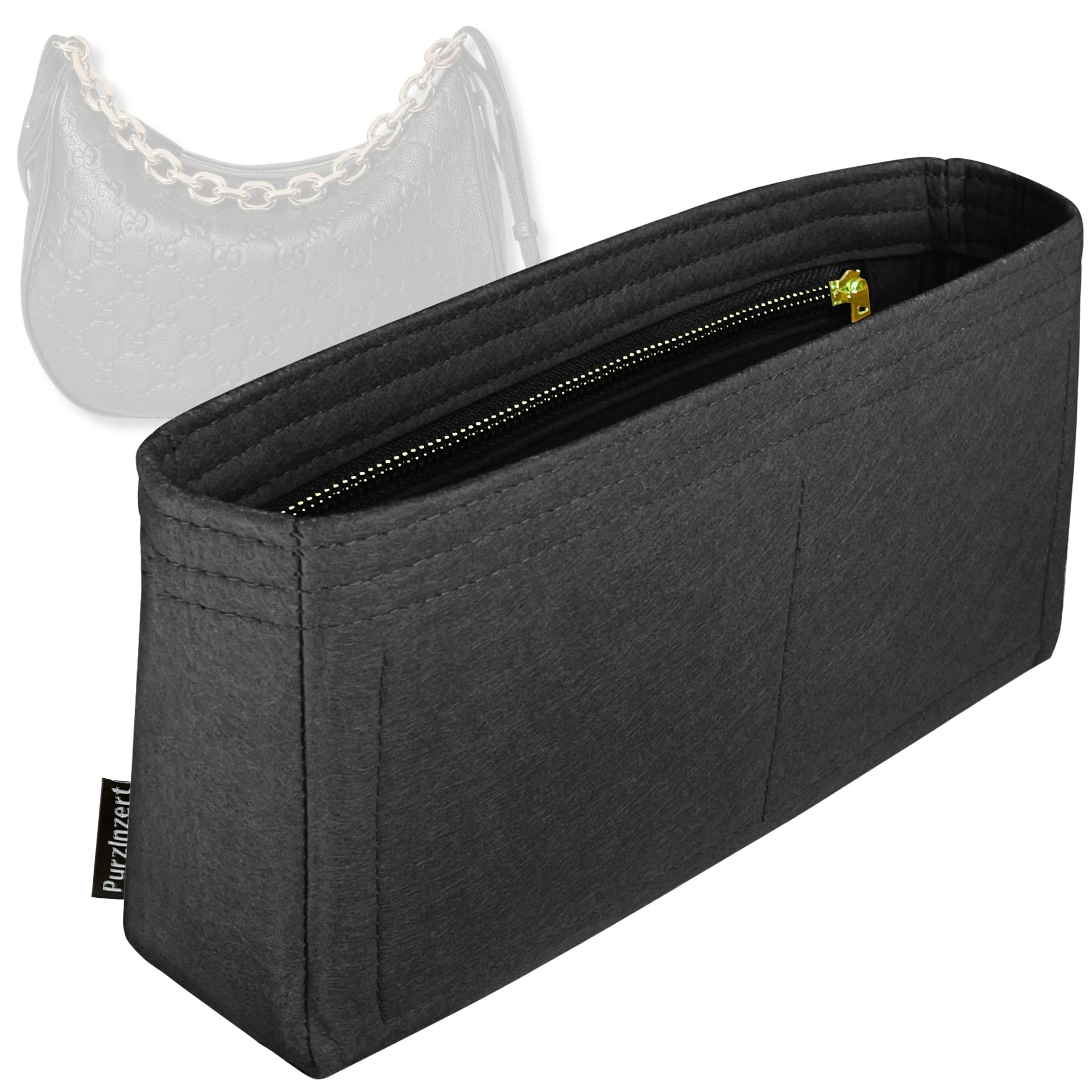Bag Insert for (Gucci, GG Emblem Large shoulder bag, 12.6W x 9.4H x 2.8D) Organizer Tote Purse Organiser Liner Shaper [Premium Felt Material]