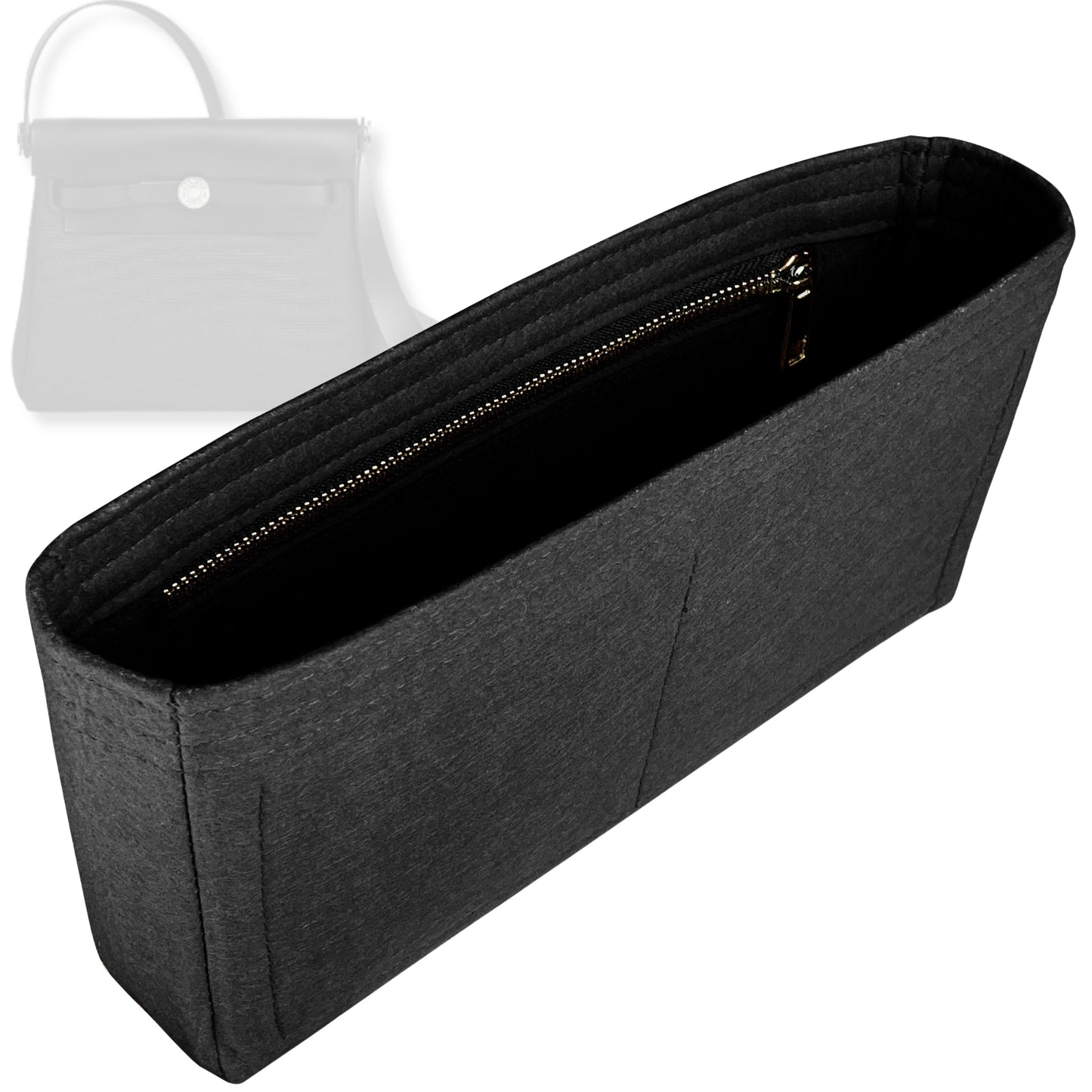 Bag Insert for (Hermes, Herbag Zip Mini 20) Organizer Tote Purse Organiser Liner Shaper [Premium Felt Material]
