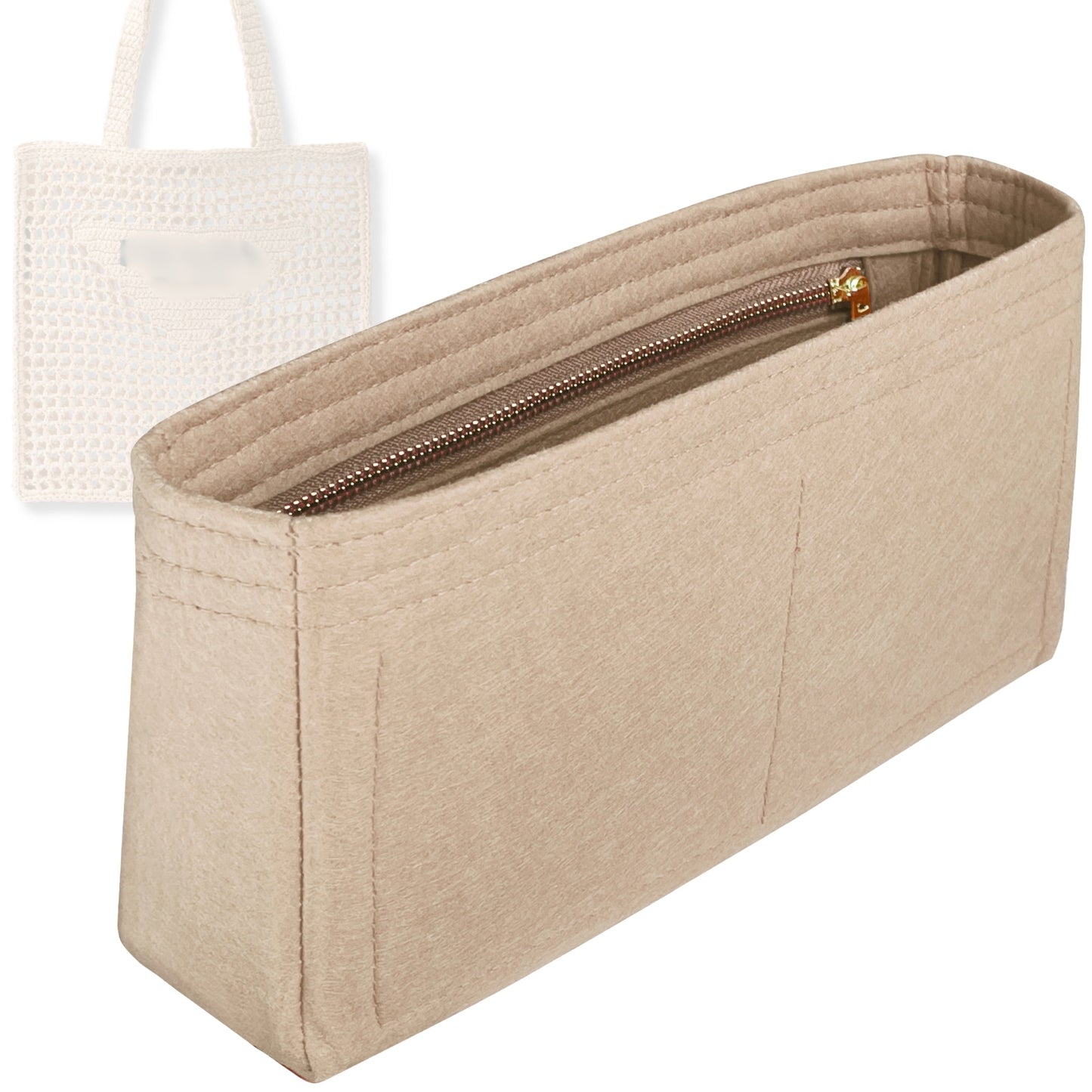 Bag Insert for (Prada, Medium Crochet tote bag) Organizer Tote Purse Organiser Liner Shaper [Premium Felt Material]