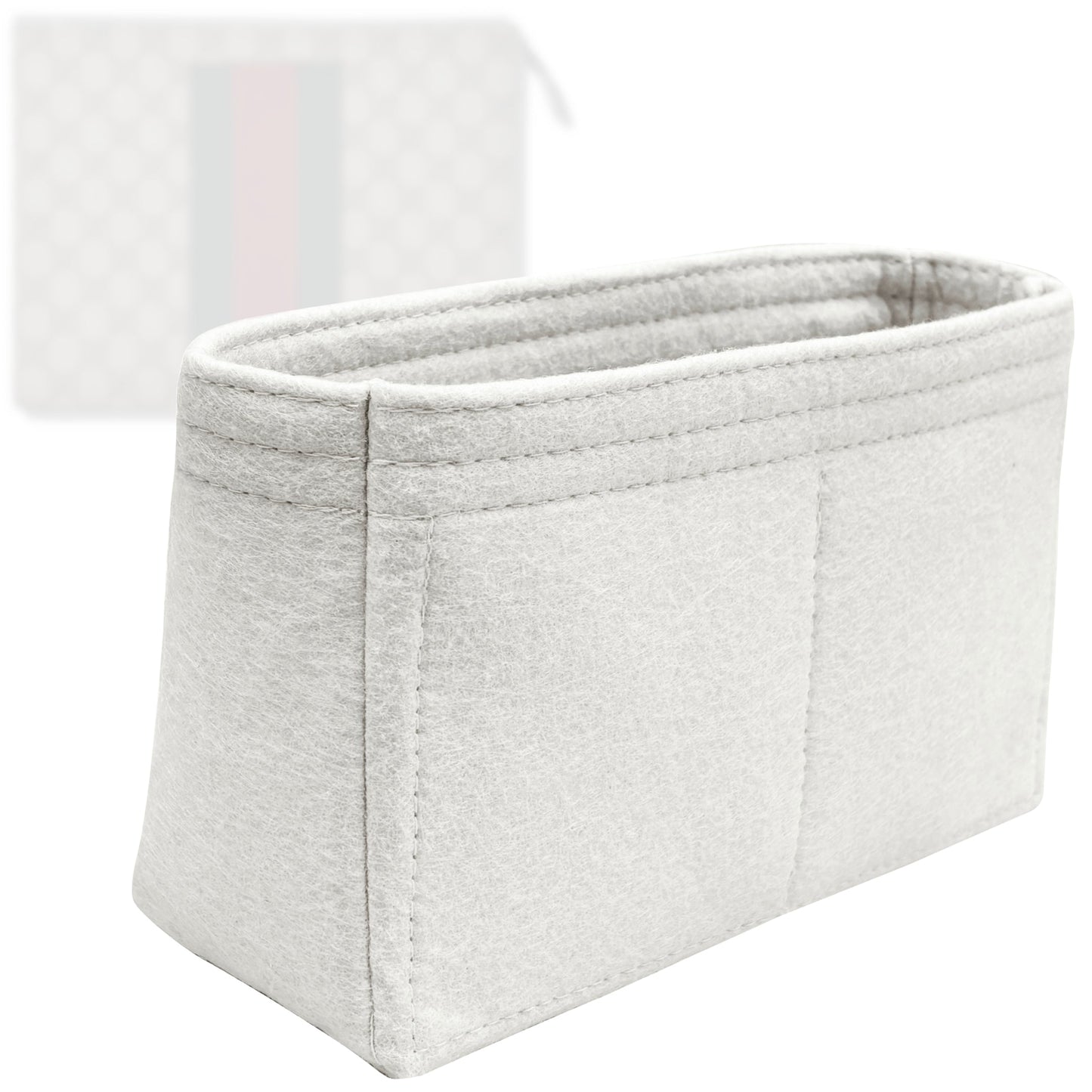 Bag Insert for (Gucci, GG Supreme Monogram Selleria Calfskin Web New Web Cosmetic Case) Organizer Tote Purse Organiser Liner Shaper [Premium Felt Material]