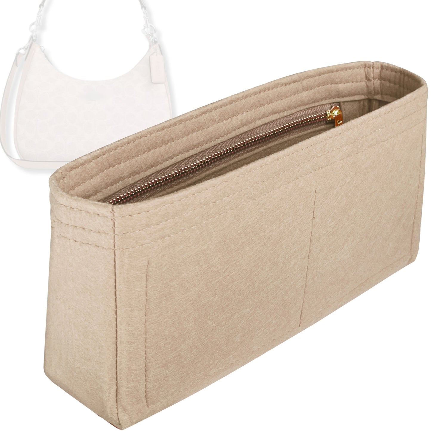 Bag Insert for (Coach, Teri Hobo Bag) Organizer Tote Purse Organiser Liner Shaper [Premium Felt Material]