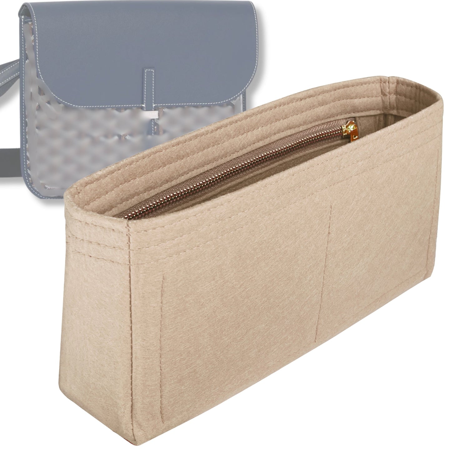 Bag Insert for (Goyard, Coursier Messenger bag) Organizer Tote Purse Organiser Liner Shaper [Premium Felt Material]
