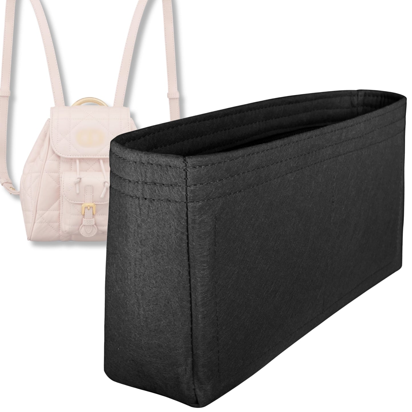 Bag Insert for (Dior, Nano Caro Backpack) Organizer Tote Purse Organiser Liner Shaper [Premium Felt Material]