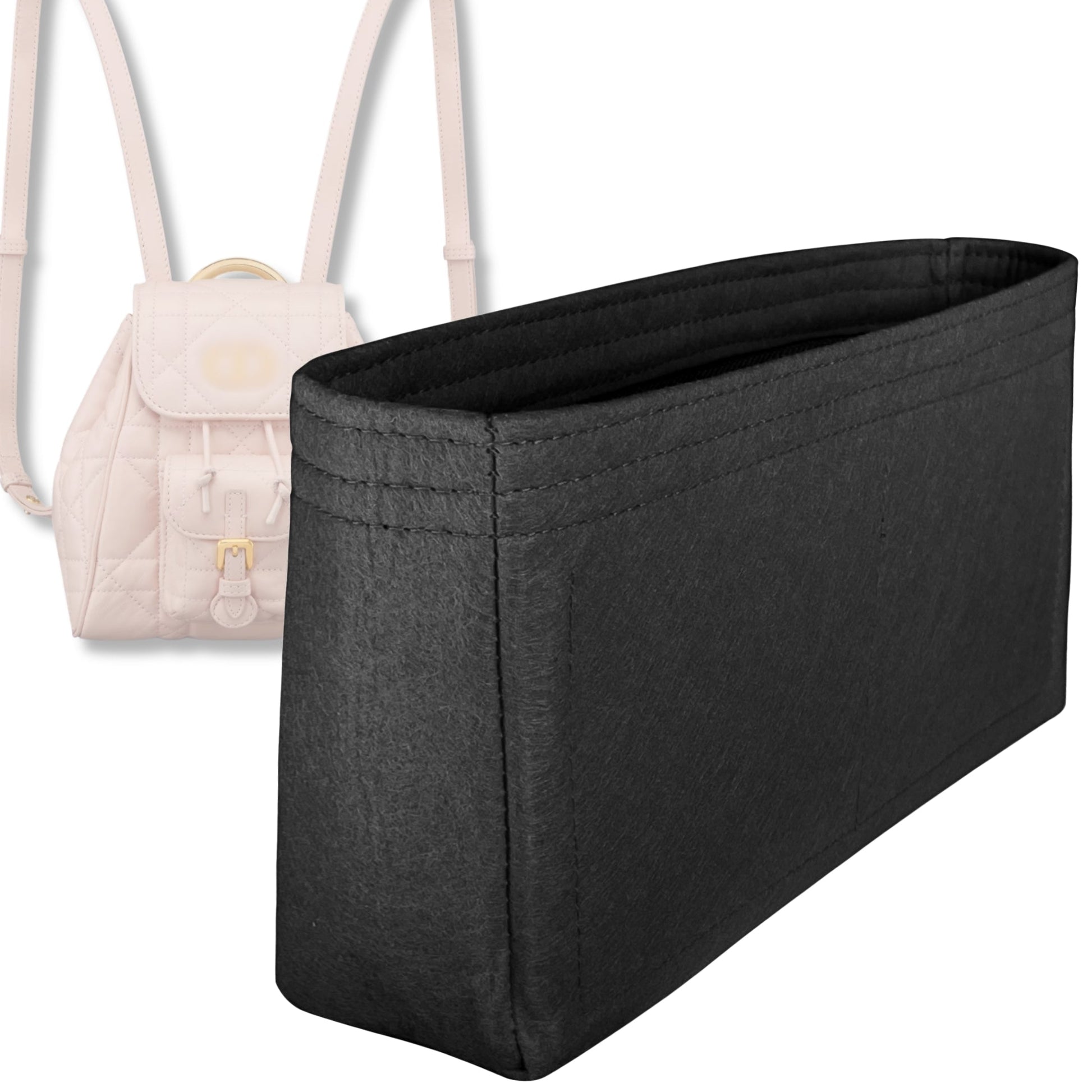 Bag Insert for (Dior, Nano Caro Backpack) Organizer Tote Purse Organiser Liner Shaper [Premium Felt Material]