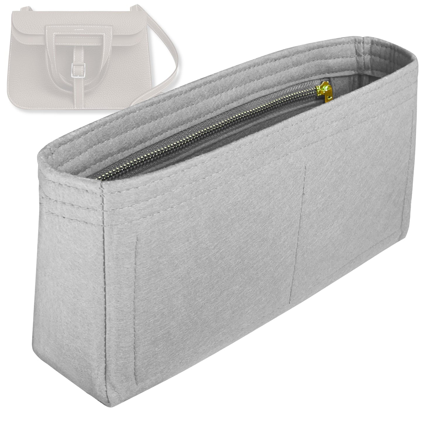 Bag Insert for (Hermes, Halzan 22) Organizer Tote Purse Organiser Liner Shaper [Premium Felt Material]