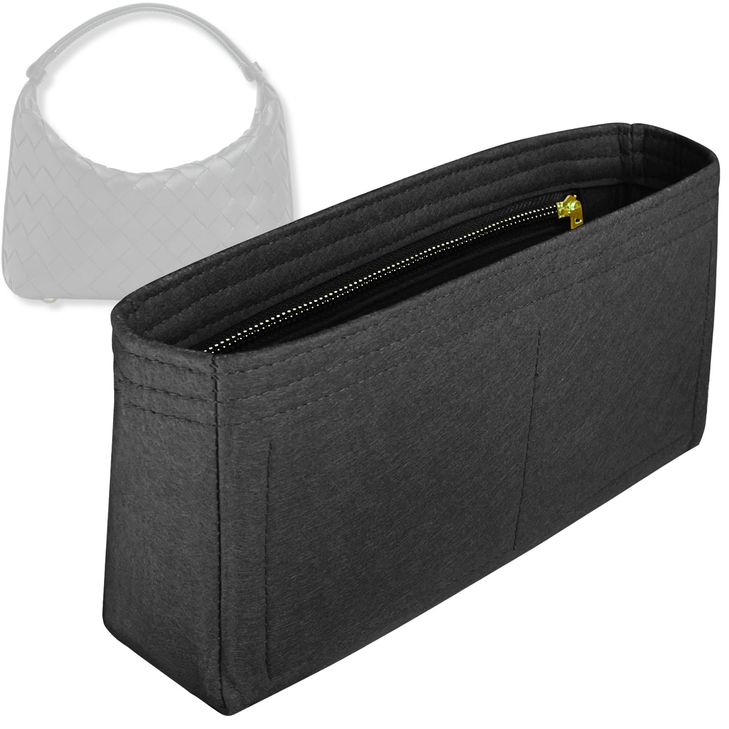Bag Insert for (Bottega Veneta, Mini Wallace) Organizer Tote Purse Organiser Liner Shaper [Premium Felt Material]