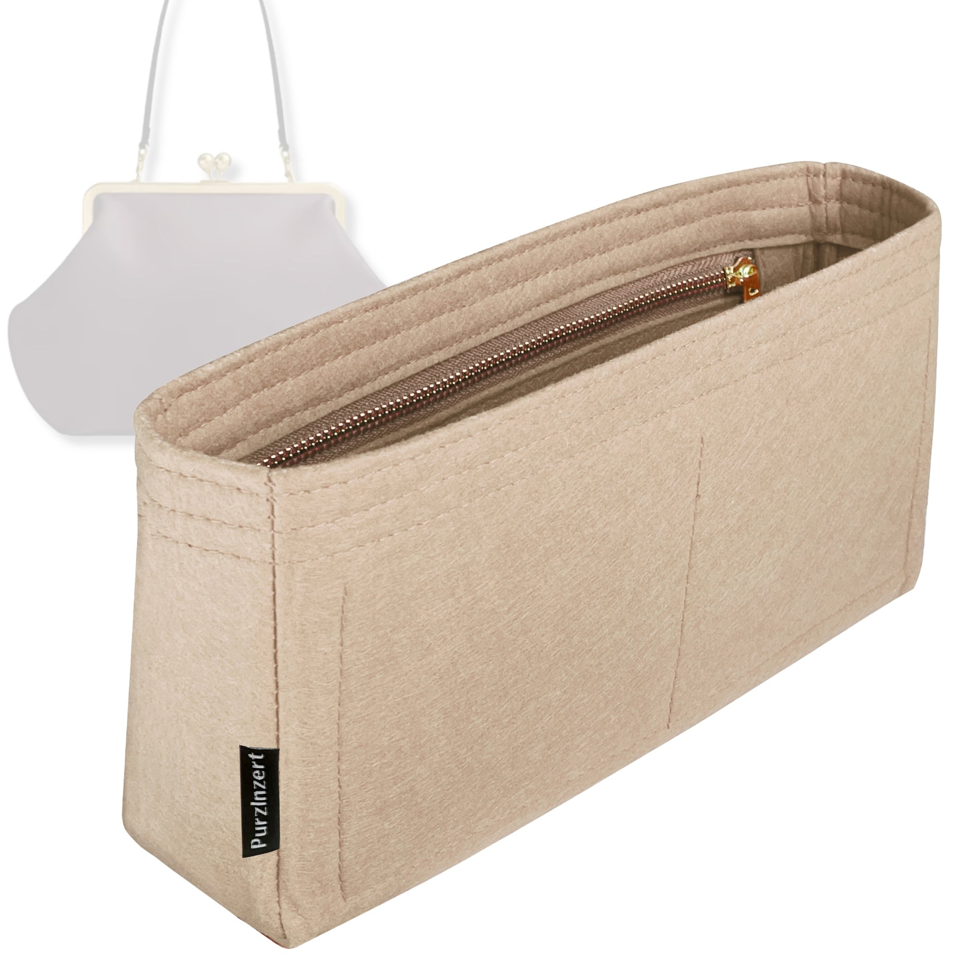 Bag Insert for (Coach, Kisslock Frame Bag 14) Organizer Tote Purse Organiser Liner Shaper [Premium Felt Material]