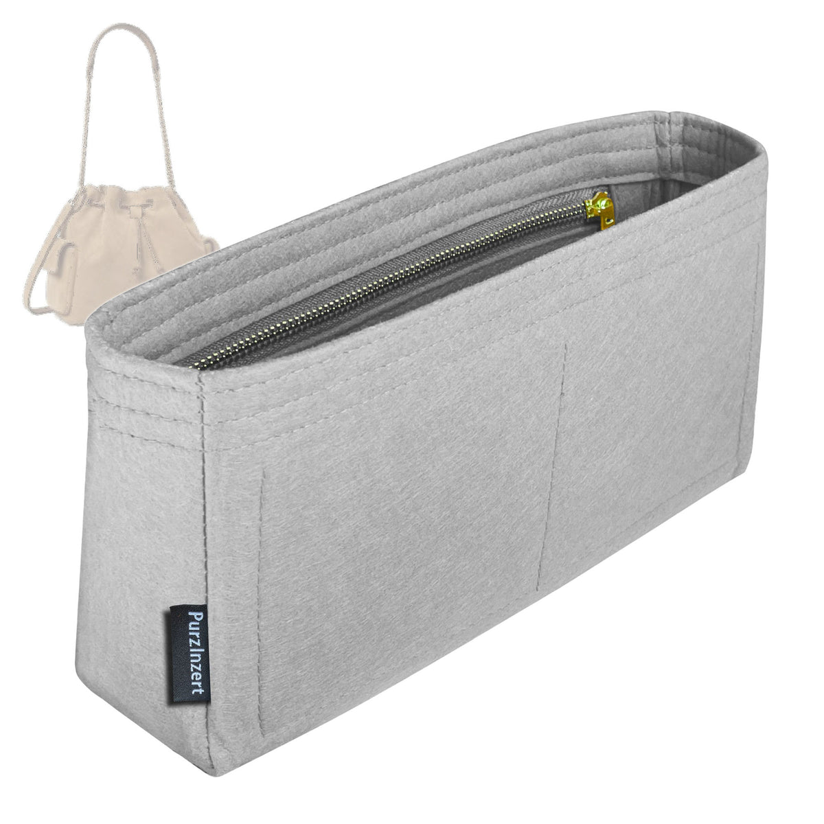 Bag Insert for (Tory Burch, Regular Charlie Drawstring Shoulder Bag) Organizer Tote Purse Organiser Liner Shaper [Premium Felt Material]