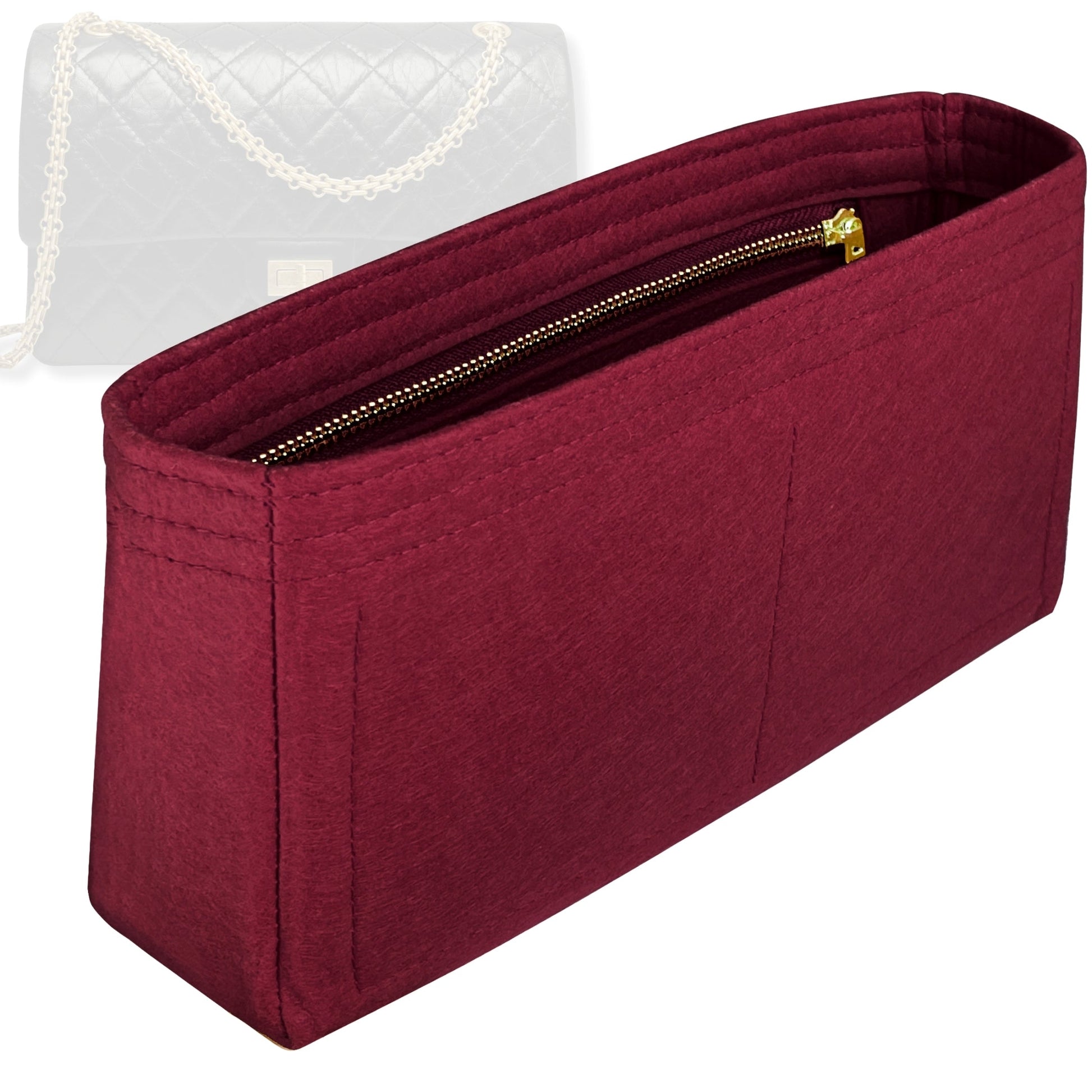 Bag Insert for (Chanel, 2.55 Handbag Medium 24cm) Organizer Tote Purse Organiser Liner Shaper [Premium Felt Material]