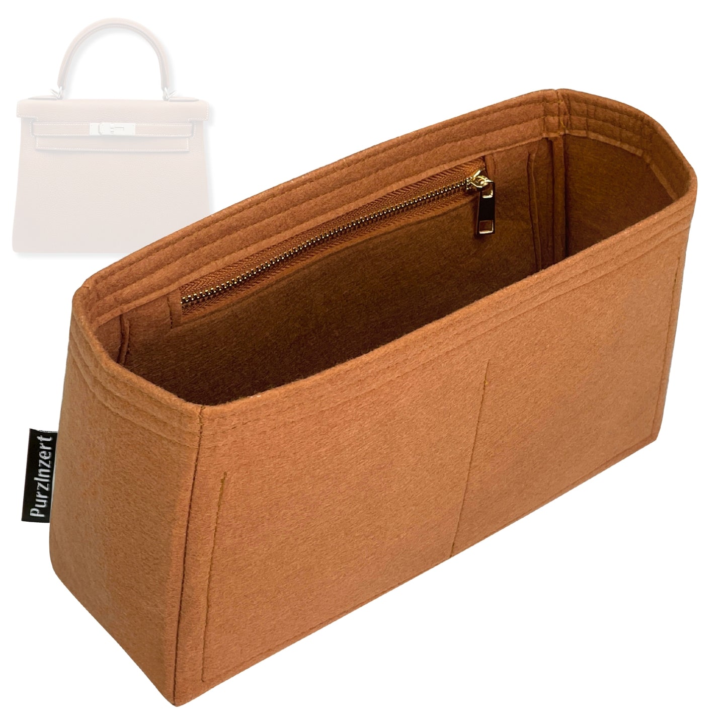 Bag Insert for (Hermes, Kelly 15) Organizer Tote Purse Organiser Liner Shaper [Premium Felt Material]
