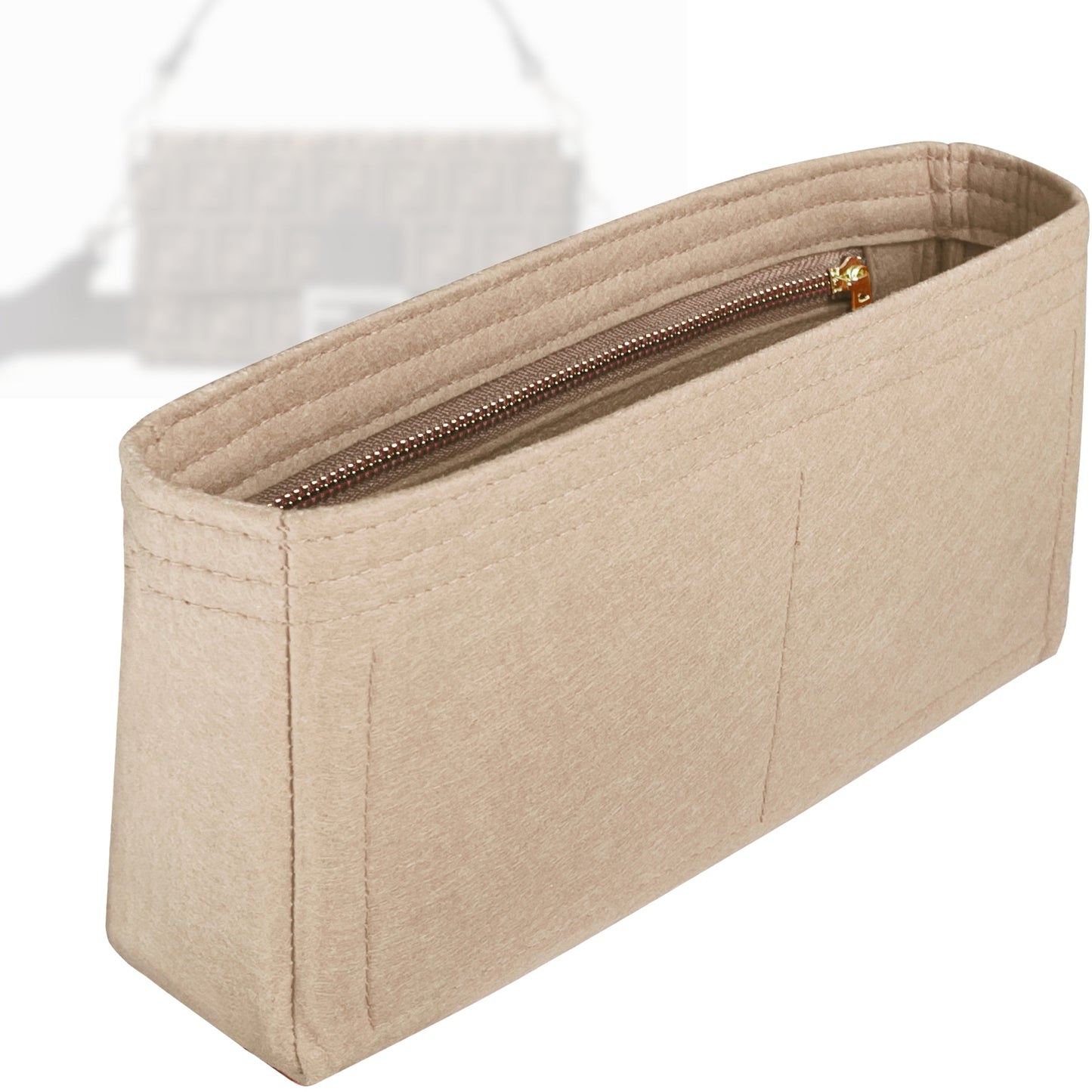 Bag Insert for (Fendi, Baguette Large) Organizer Tote Purse Organiser Liner Shaper [Premium Felt Material]