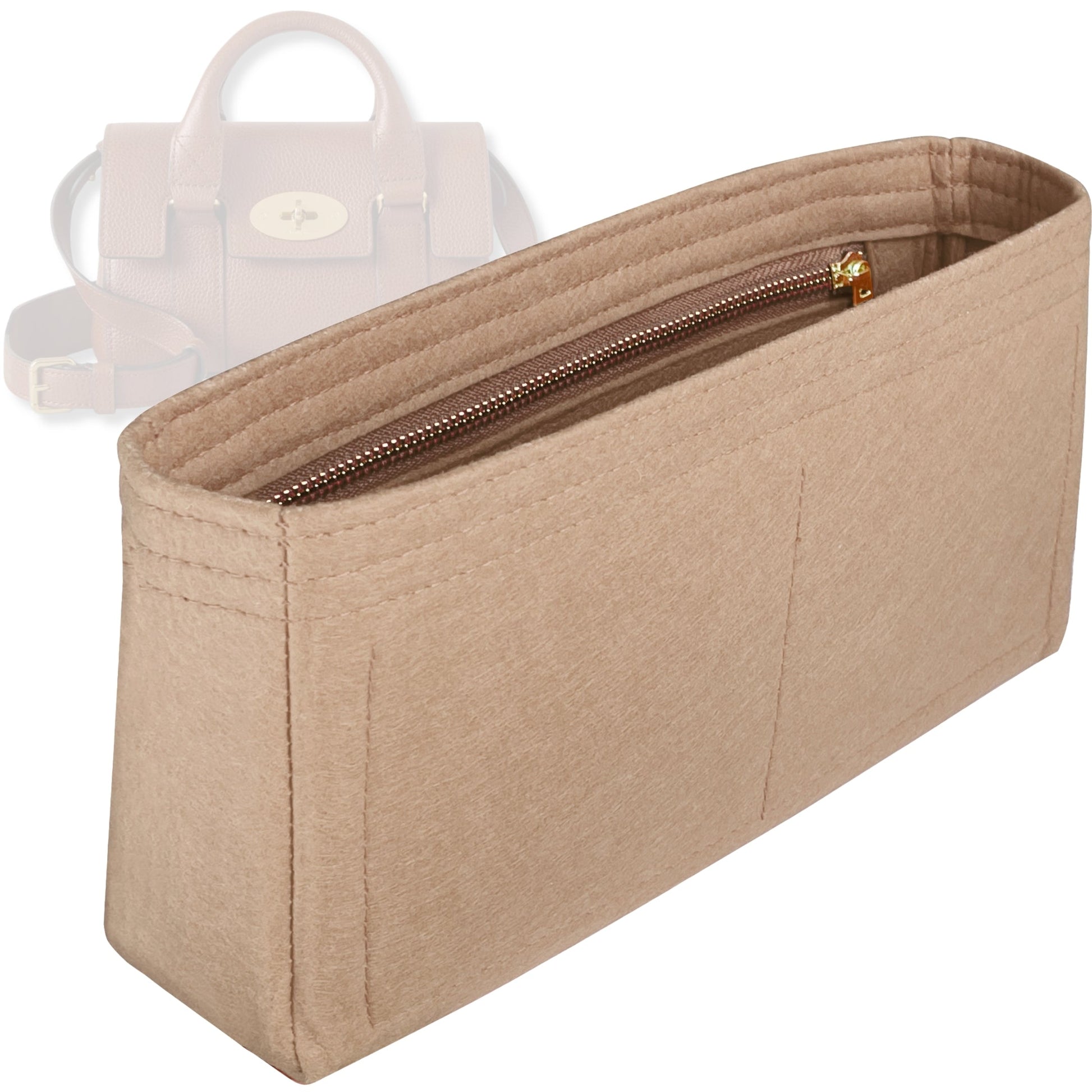 Bag Insert for (Mulberry, Mini Bayswater) Organizer Tote Purse Organiser Liner Shaper [Premium Felt Material]