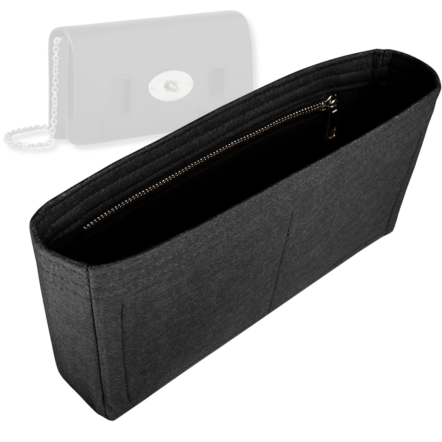 Bag Insert for (Mulberry, East West Bayswater Clutch) Organizer Tote Purse Organiser Liner Shaper [Premium Felt Material]