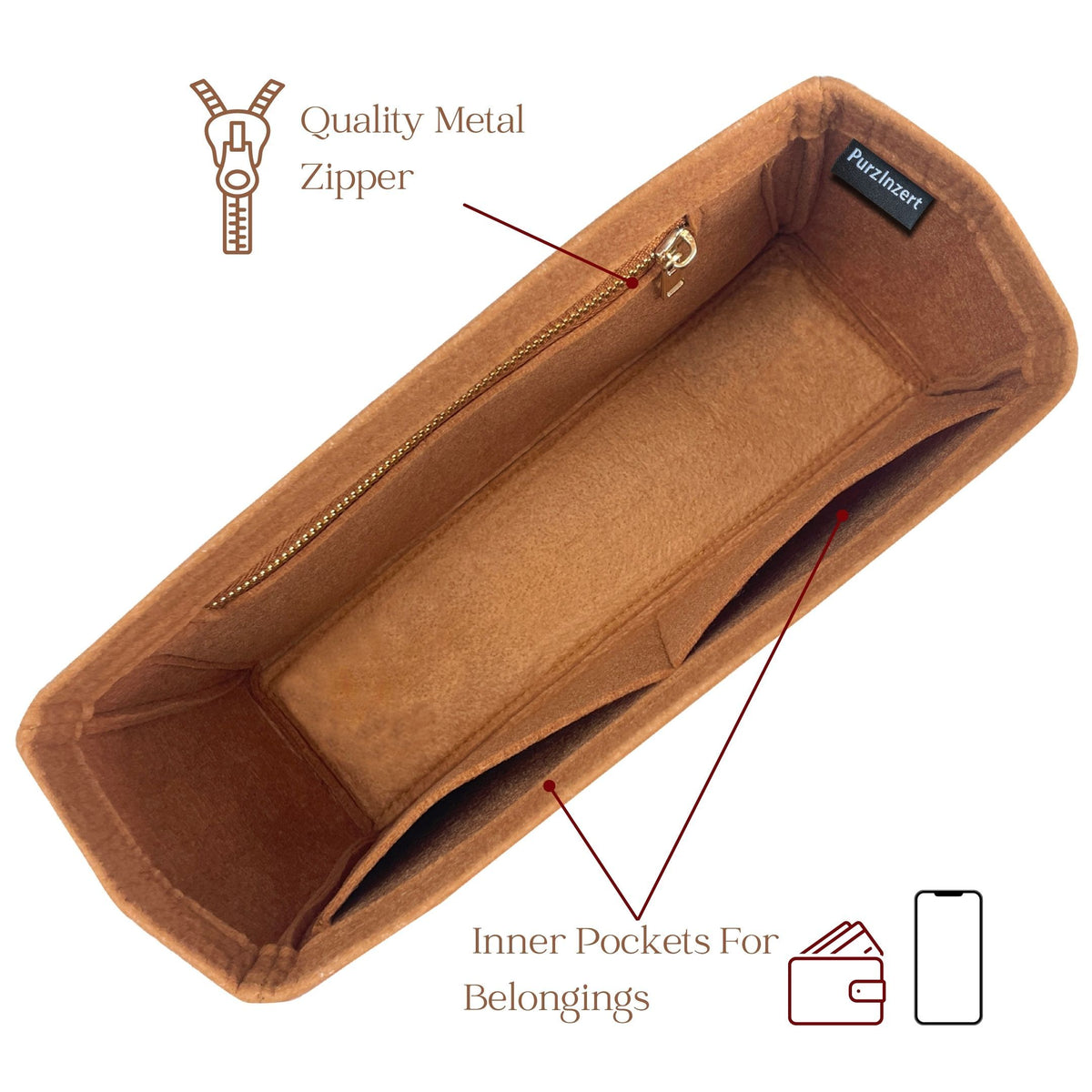 Bag Insert for (Dior, Medium Diorcamp Bag) Organizer of Felt Fabric