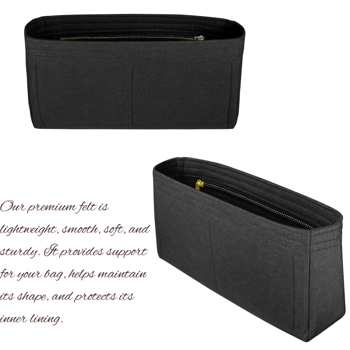 Bag Insert for (Mulberry, Mini Bayswater) Organizer of Felt Fabric