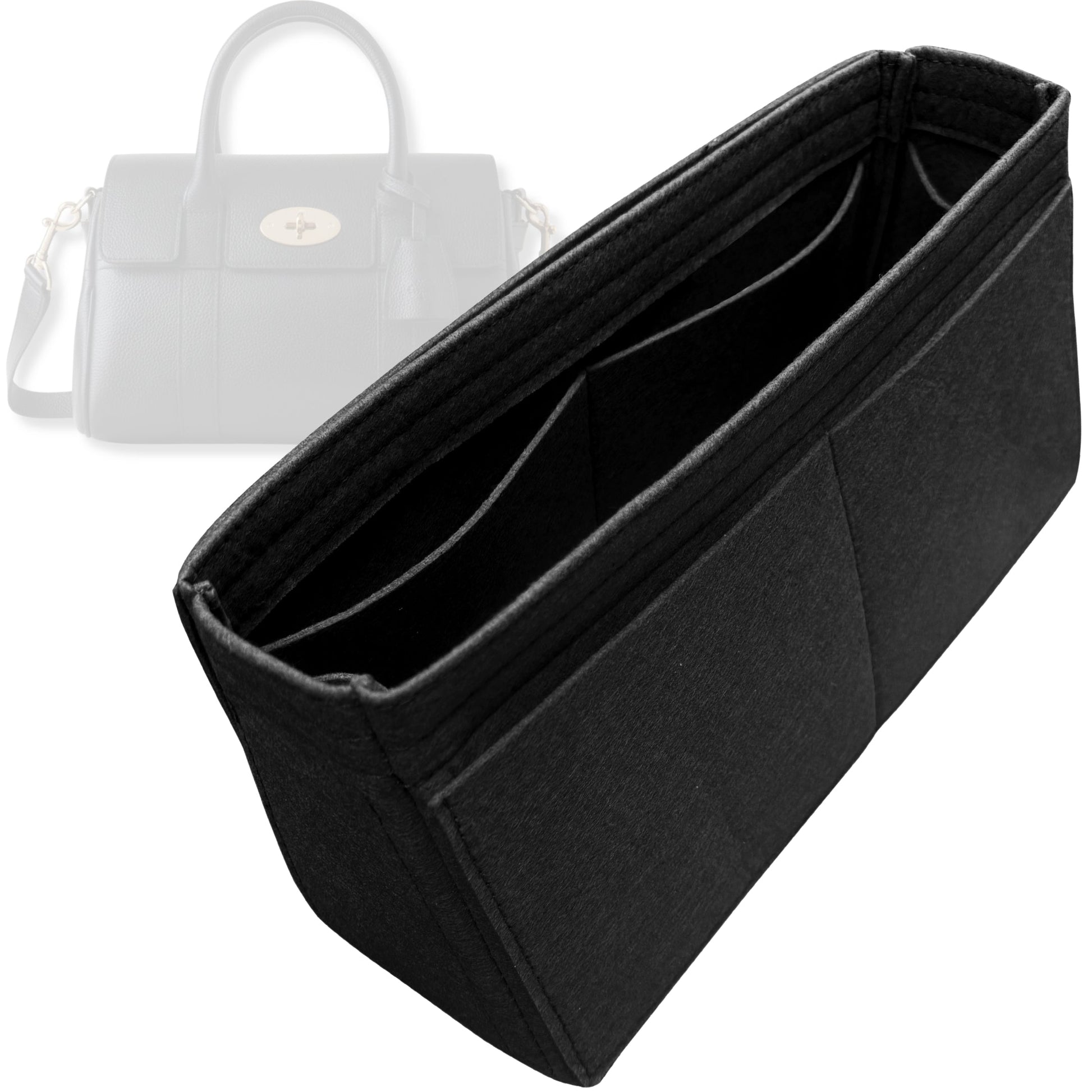Bag Insert for (Mulberry, Bayswater Satchel) Organizer Tote Purse Organiser Liner Shaper [Premium Felt Material]