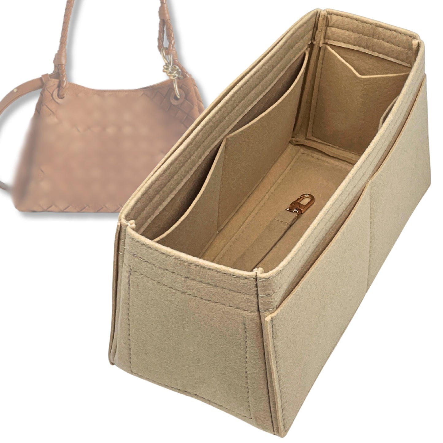 Bag Insert for (Bottega Veneta, Parachute Medium) Organizer Tote Purse Organiser Liner Shaper [Premium Felt Material]