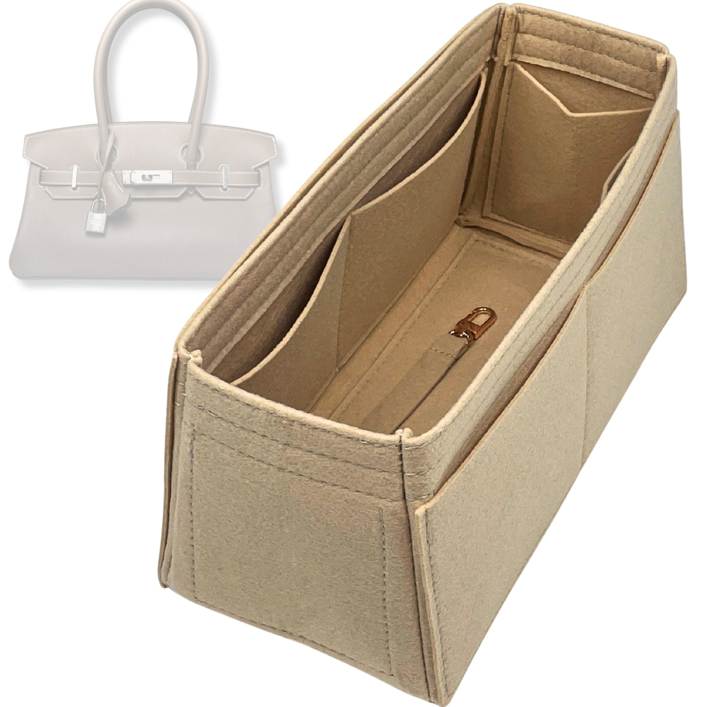 Bag Insert for (Hermes, Birkin Shoulder Light 29) Organizer Tote Purse Organiser Liner Shaper [Premium Felt Material]