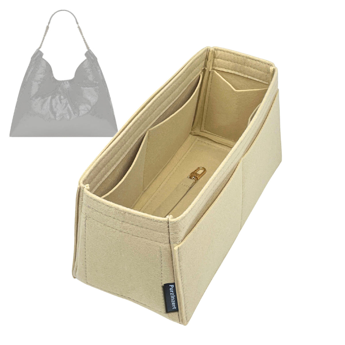 Bag Insert for (Saint Laurent (YSL), HORTENSE Hobo) Organizer Tote Purse Organiser Liner Shaper [Premium Felt Material]