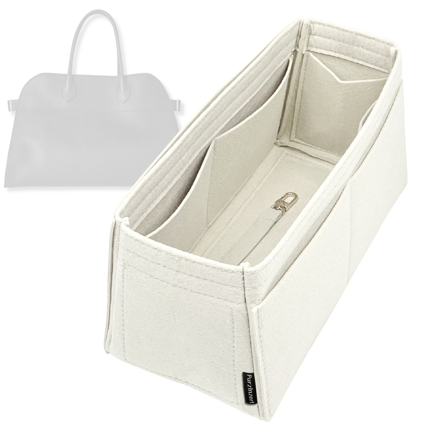 Bag Insert for (The Row, Soft Margaux 12 Bag in Leather) Organizer Tote Purse Organiser Liner Shaper [Premium Felt Material]