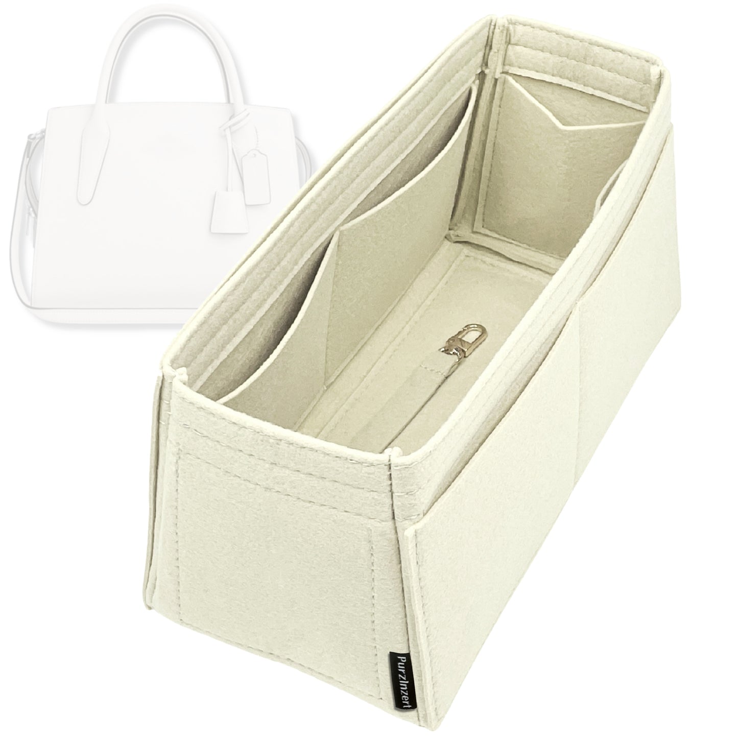 Bag Insert for (Coach, Large Andrea Carryall) Organizer Tote Purse Organiser Liner Shaper [Premium Felt Material]