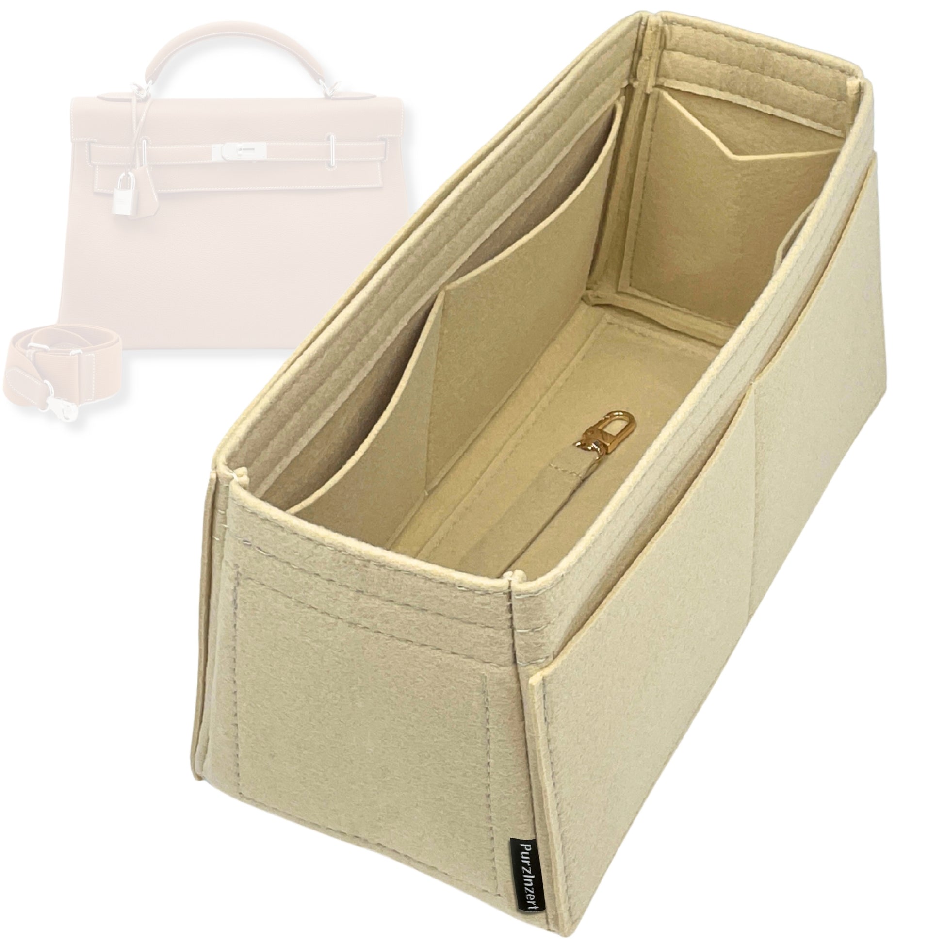 Bag Insert for (Hermes, Kelly 42 Maxi) Organizer Tote Purse Organiser Liner Shaper [Premium Felt Material]