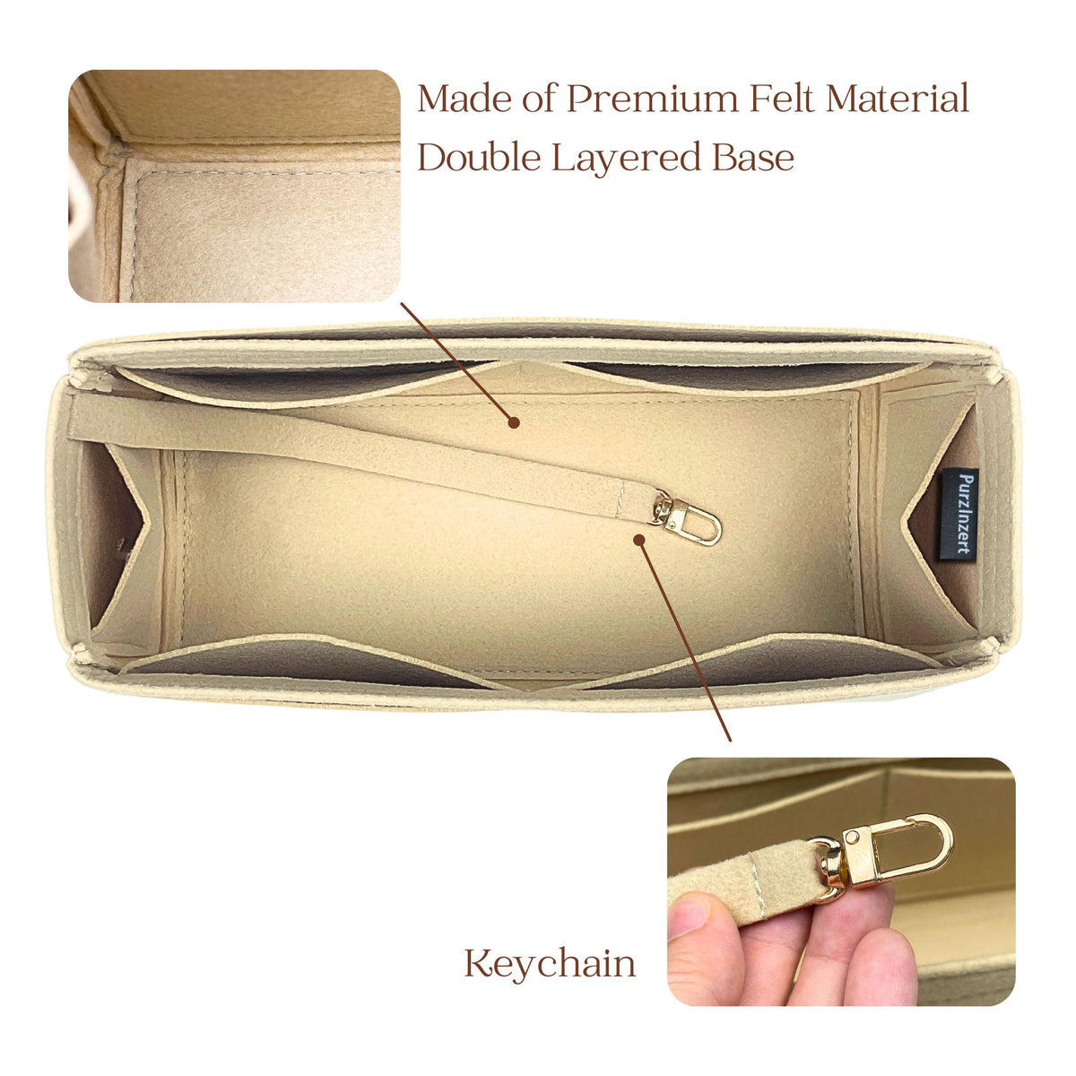 Bag Insert for (Bottega Veneta, Dustbag Medium) Organizer of Felt Fabric