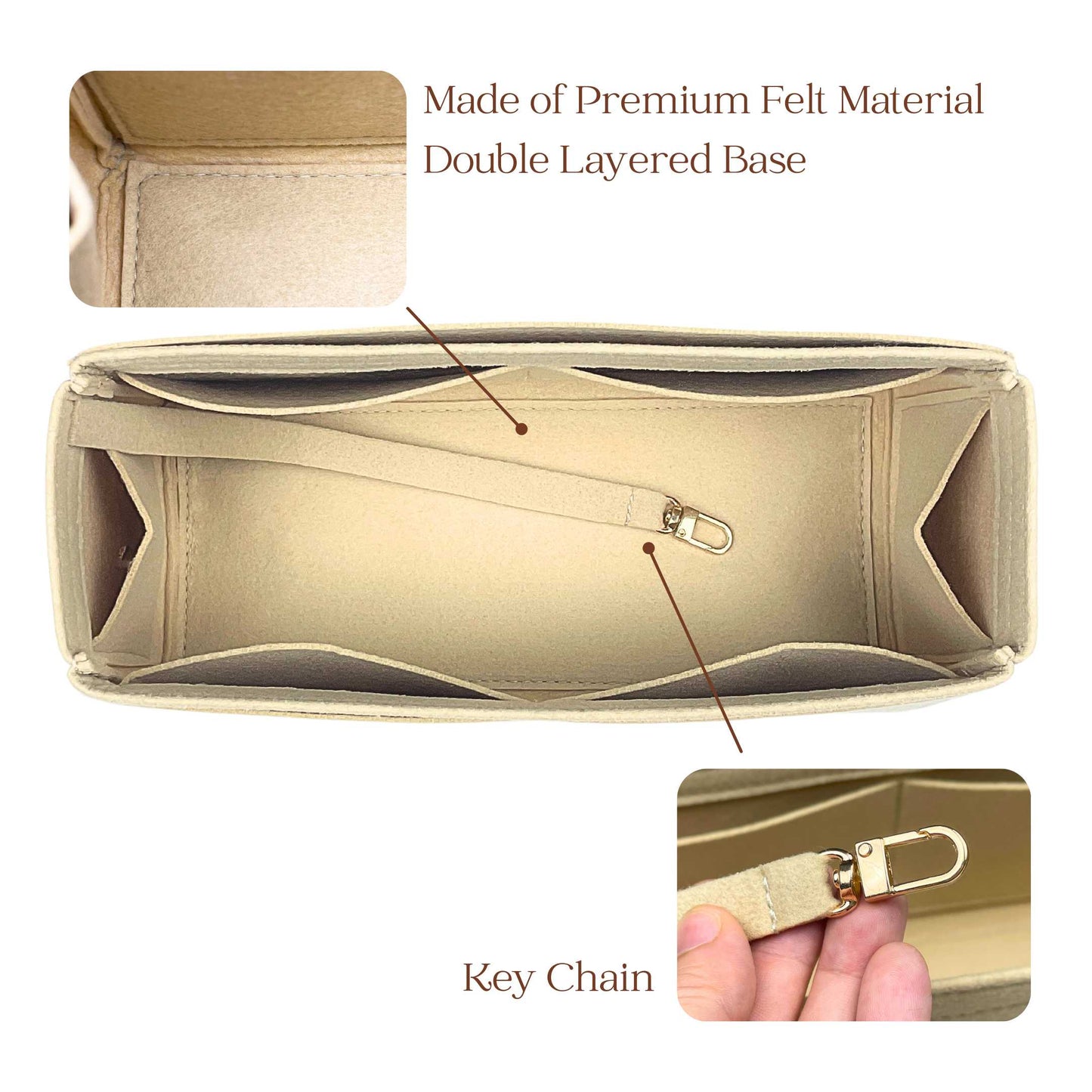 Bag Insert for (Mulberry, Bayswater Handbag) Organizer of Felt Fabric