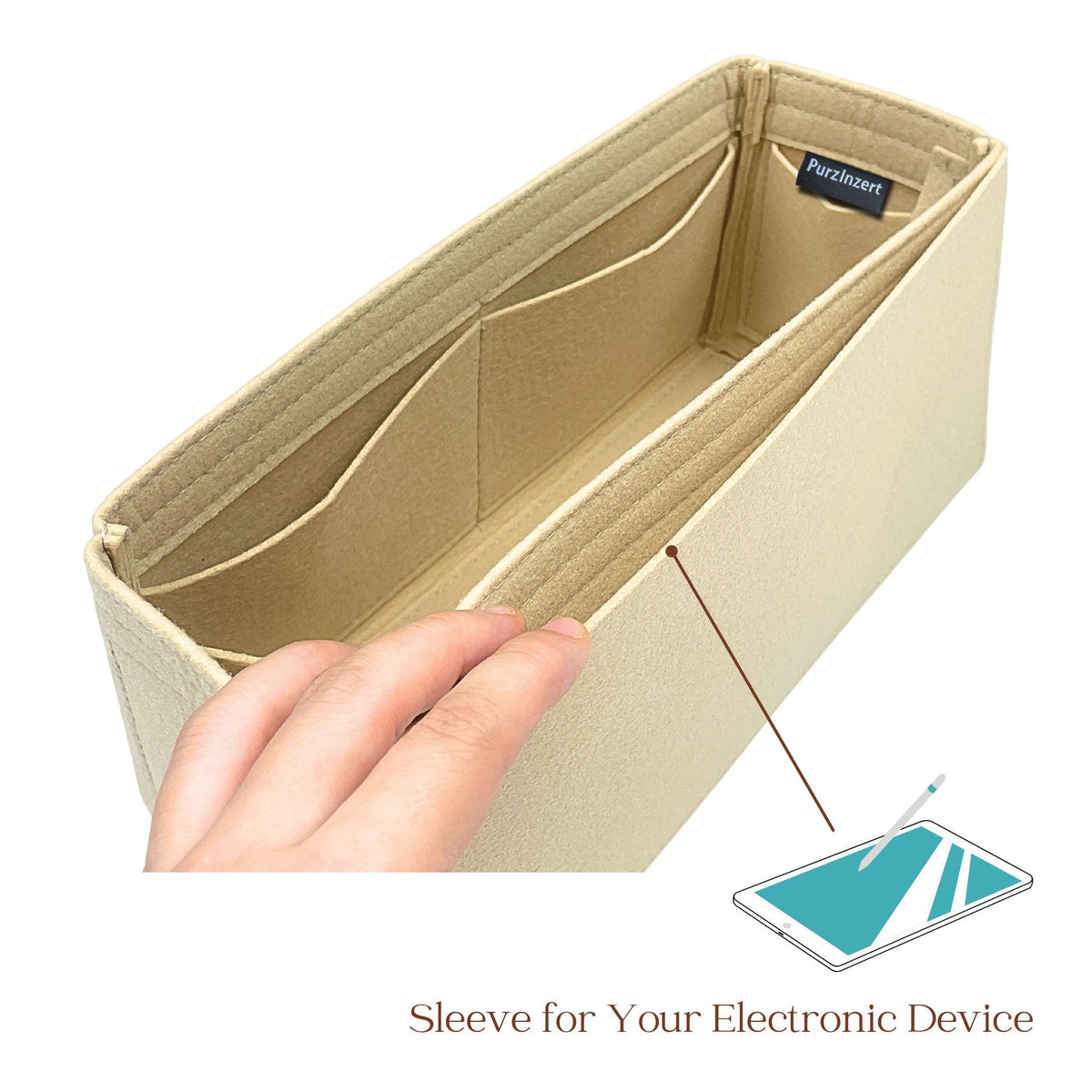 Bag Insert for (Bottega Veneta, Large Campana) Organizer of Felt Fabric
