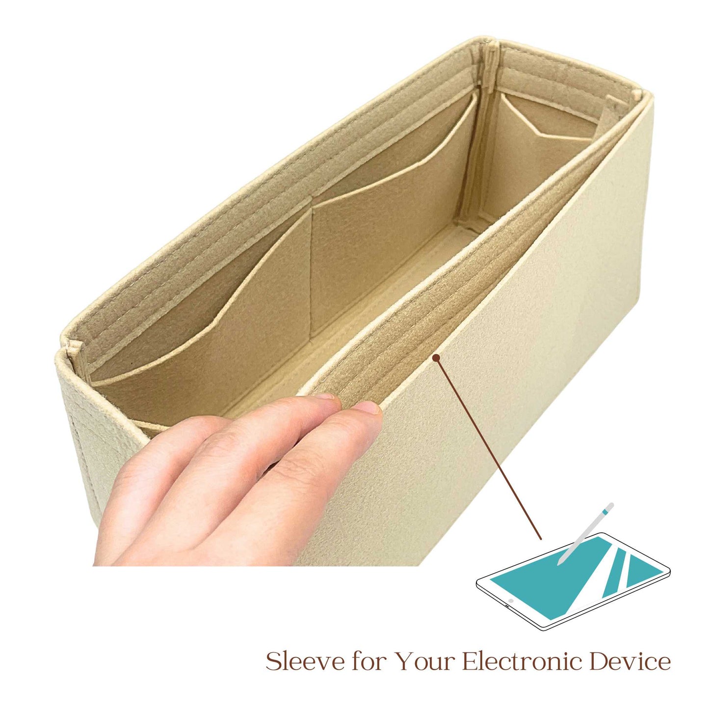 Bag Insert for (LV, Georges Tote MM H30) Organizer of Felt Fabric