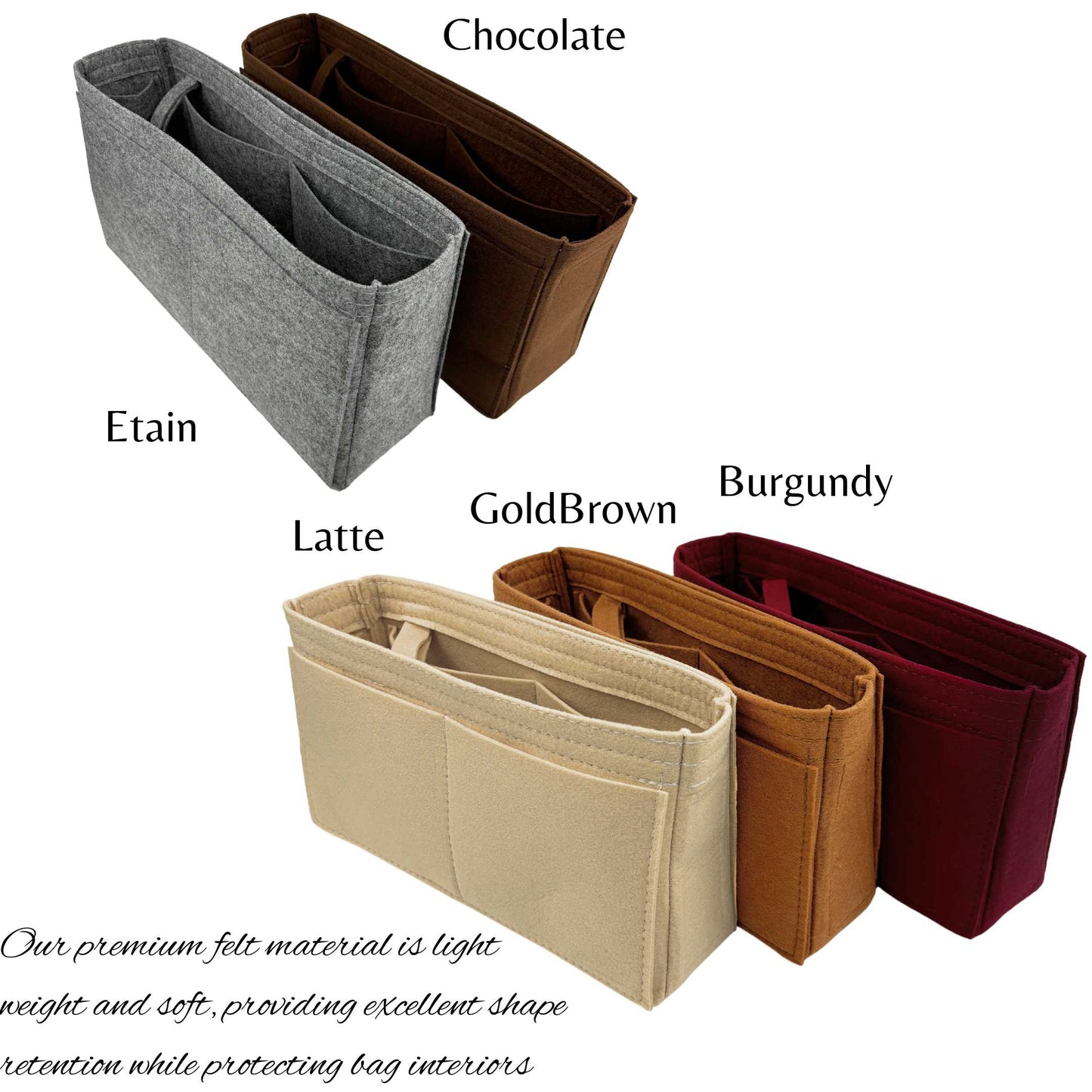 Bag Insert for (Mulberry, Alexa Regular) Organizer of Felt Fabric