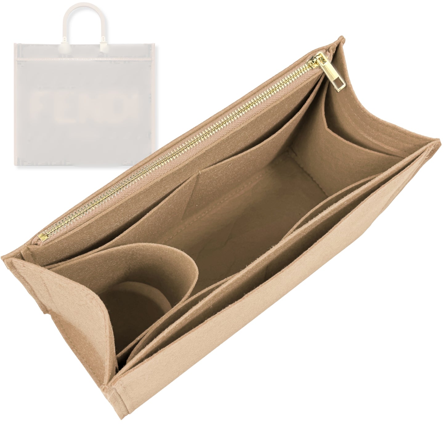 Bag Insert for (Fendi, Sunshine Small) Organizer Tote Purse Organiser Liner Shaper [Premium Felt Material]