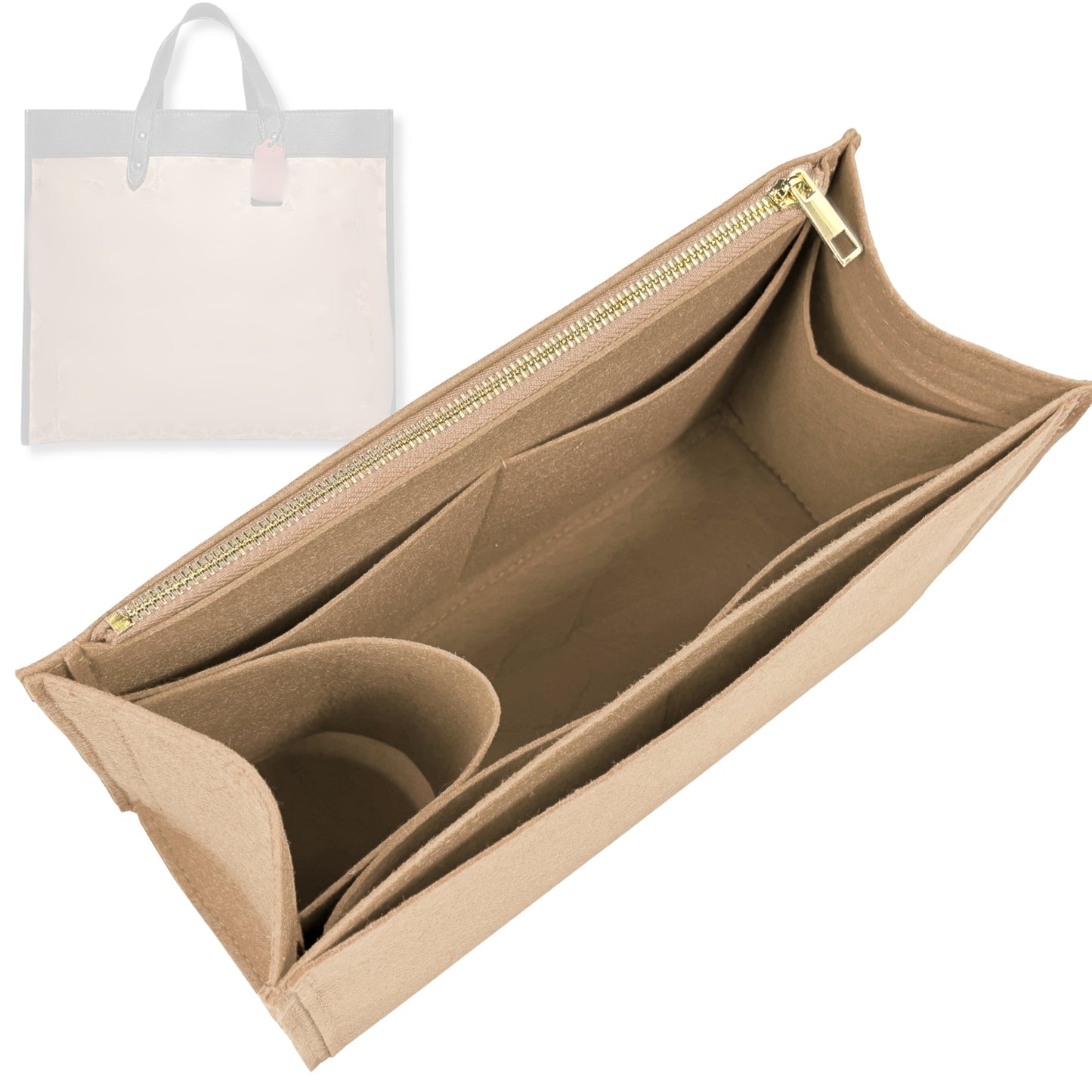 Bag Insert for (Coach, Field Tote 22) Organizer Tote Purse Organiser Liner Shaper [Premium Felt Material]