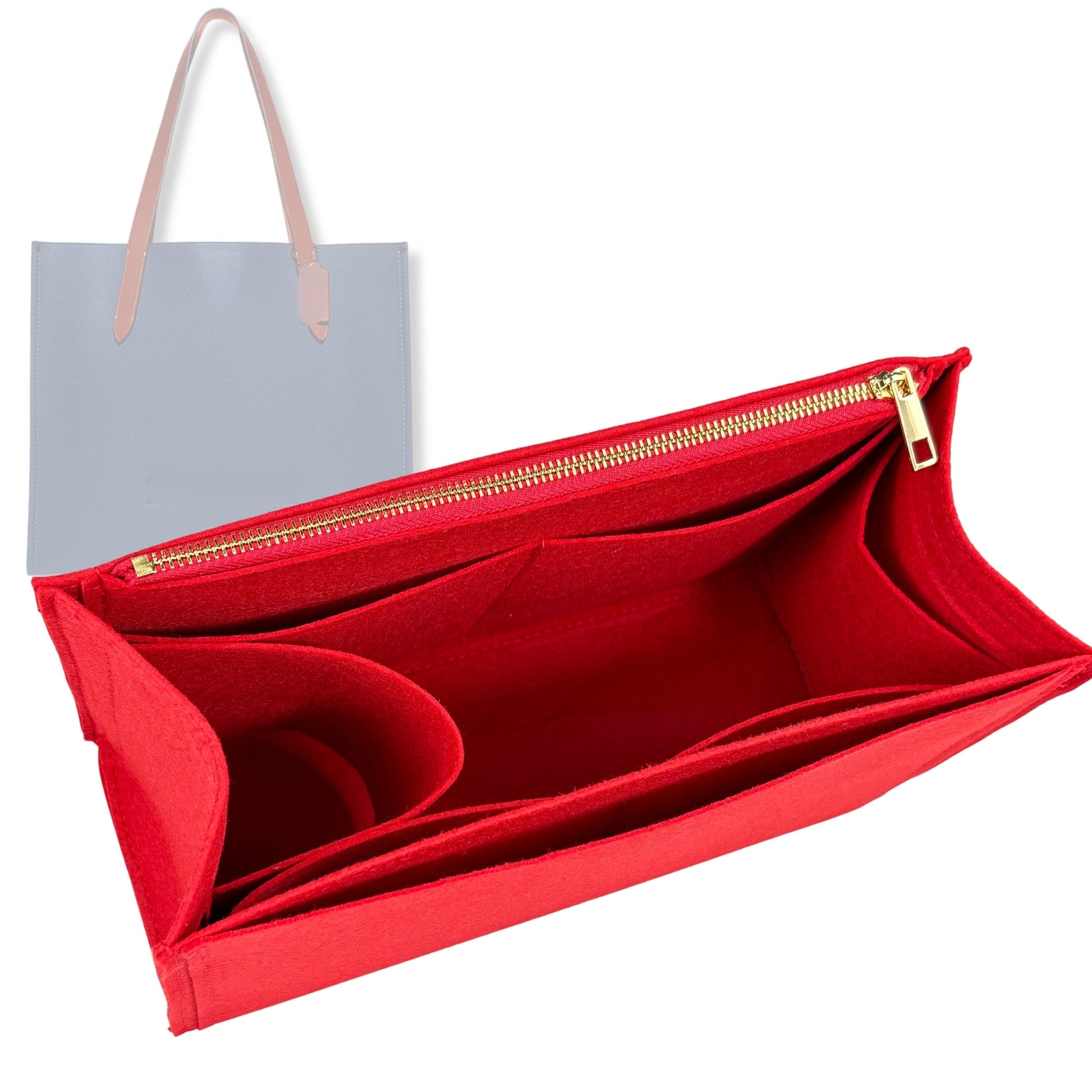 Bag Insert for (Coach, Relay Tote 34) Organizer Tote Purse Organiser Liner Shaper [Premium Felt Material]