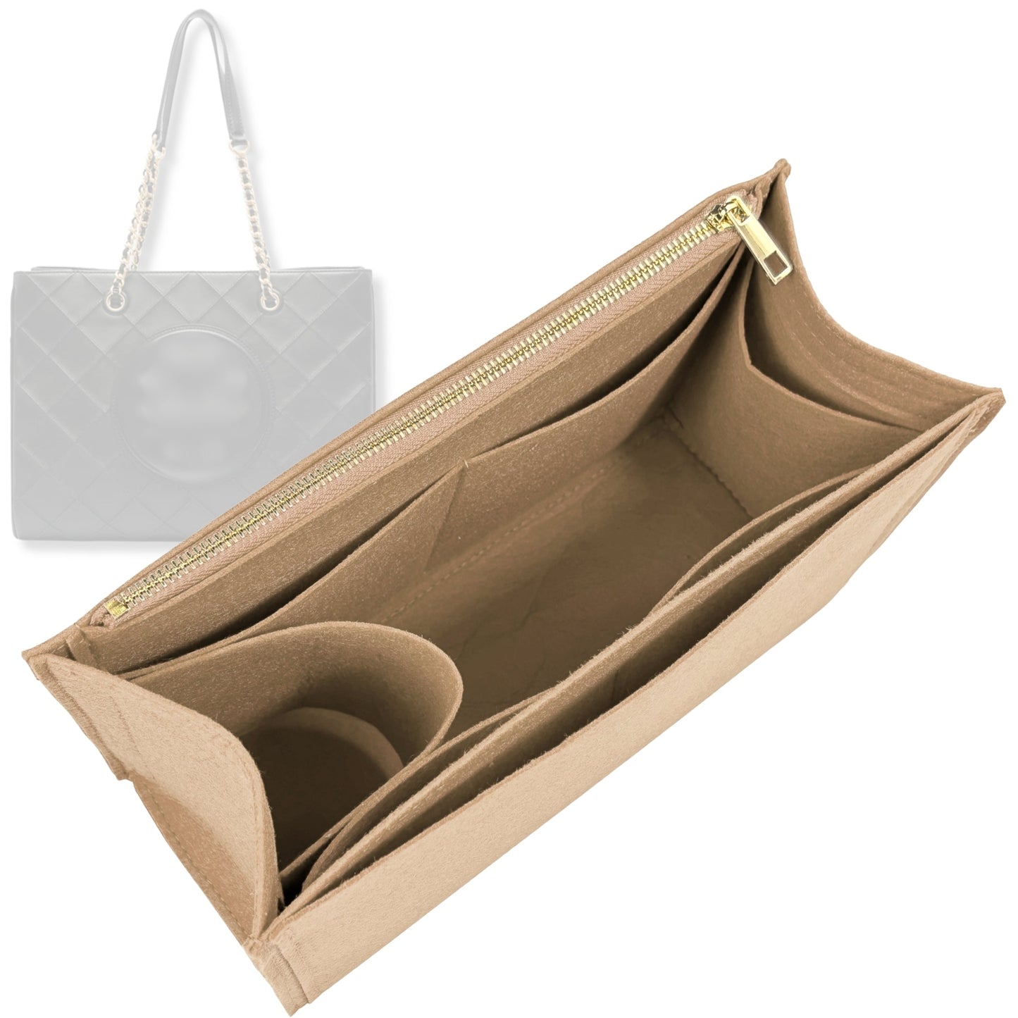 Bag Insert for (Tory Burch, Fleming Soft Chain Tote) Organizer Tote Purse Organiser Liner Shaper [Premium Felt Material]