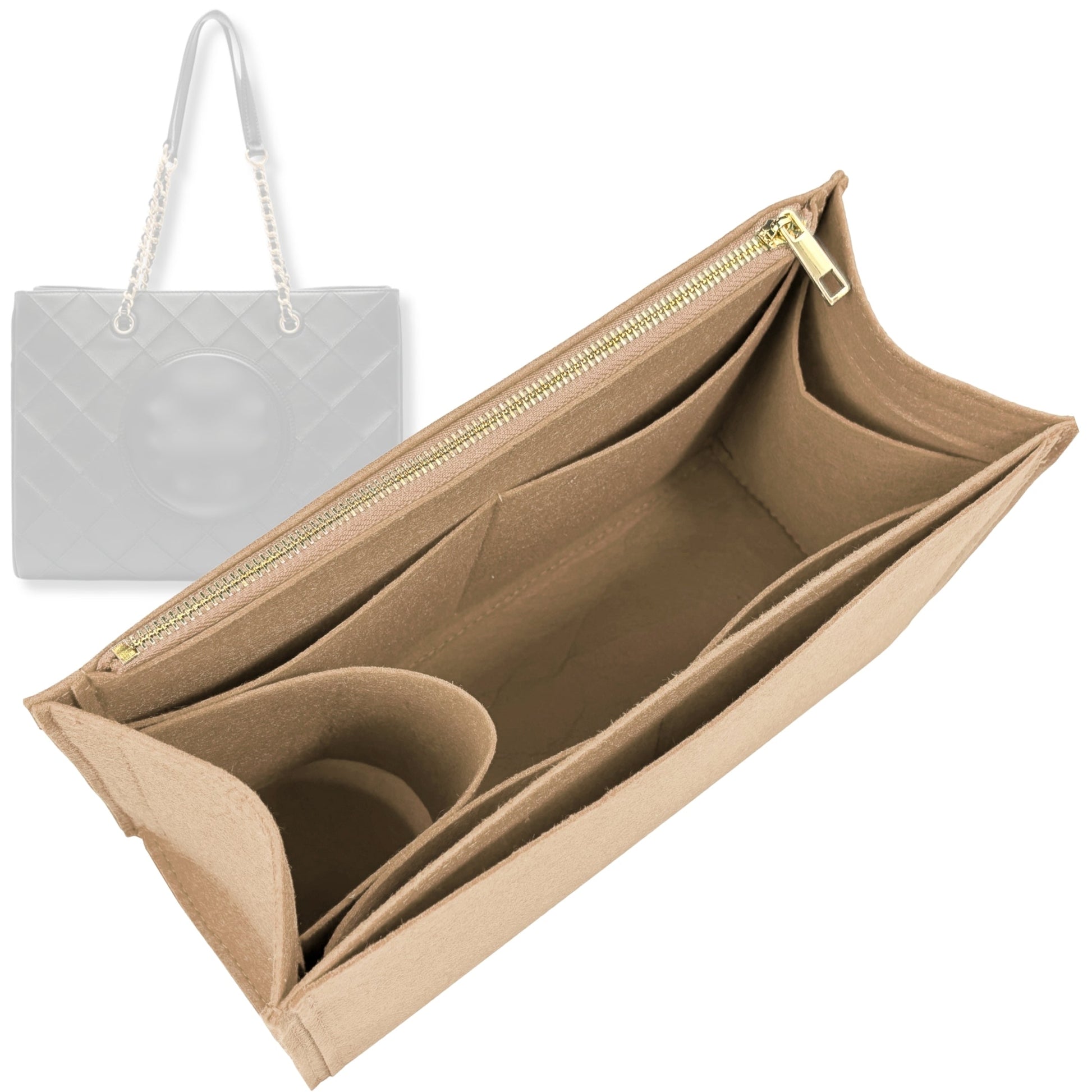 Bag Insert for (Tory Burch, Fleming Soft Chain Tote) Organizer Tote Purse Organiser Liner Shaper [Premium Felt Material]